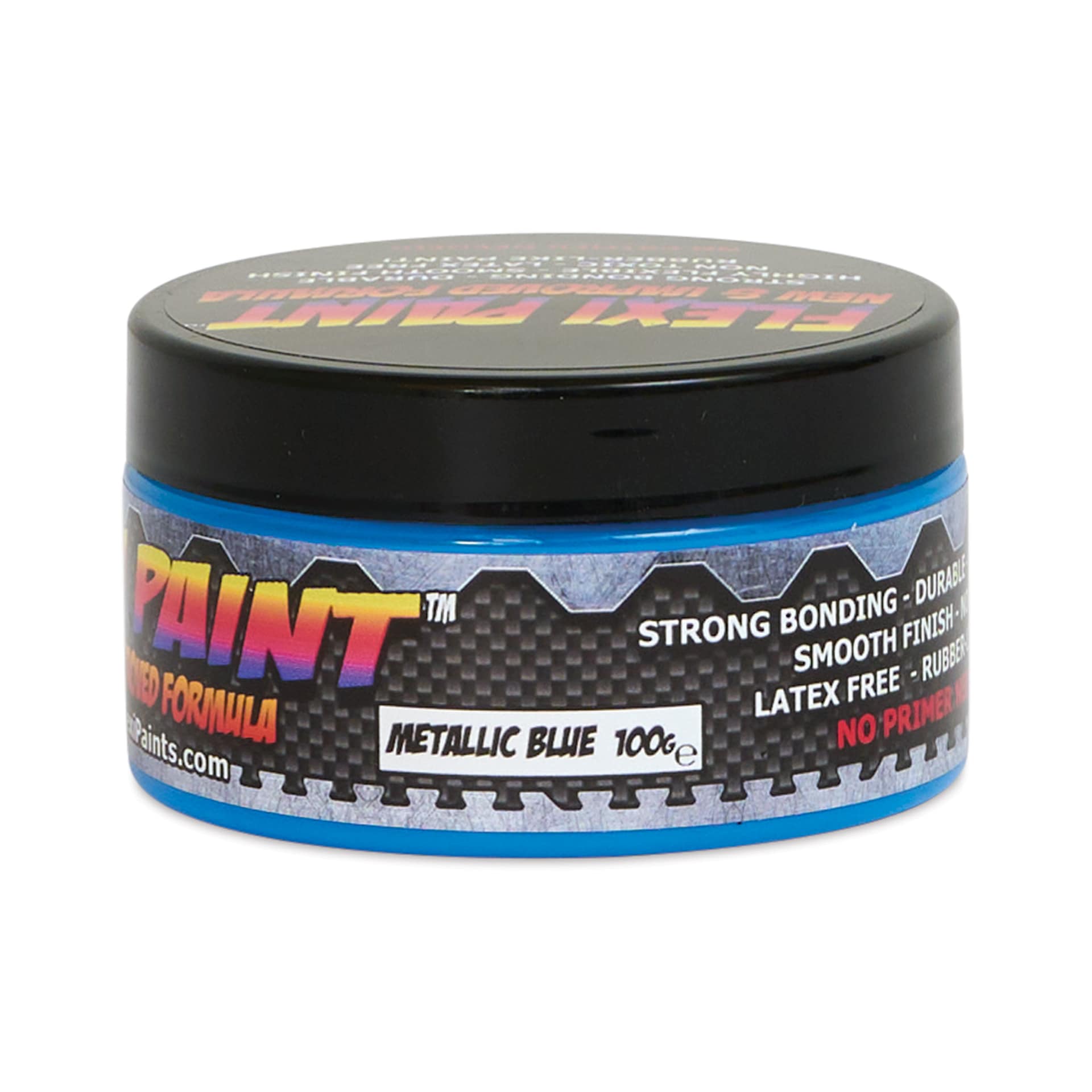 Flexi Paint Waterbased Flexible Cosplay Paint - Metallic Blue, 100 g (0.22 lb) side view