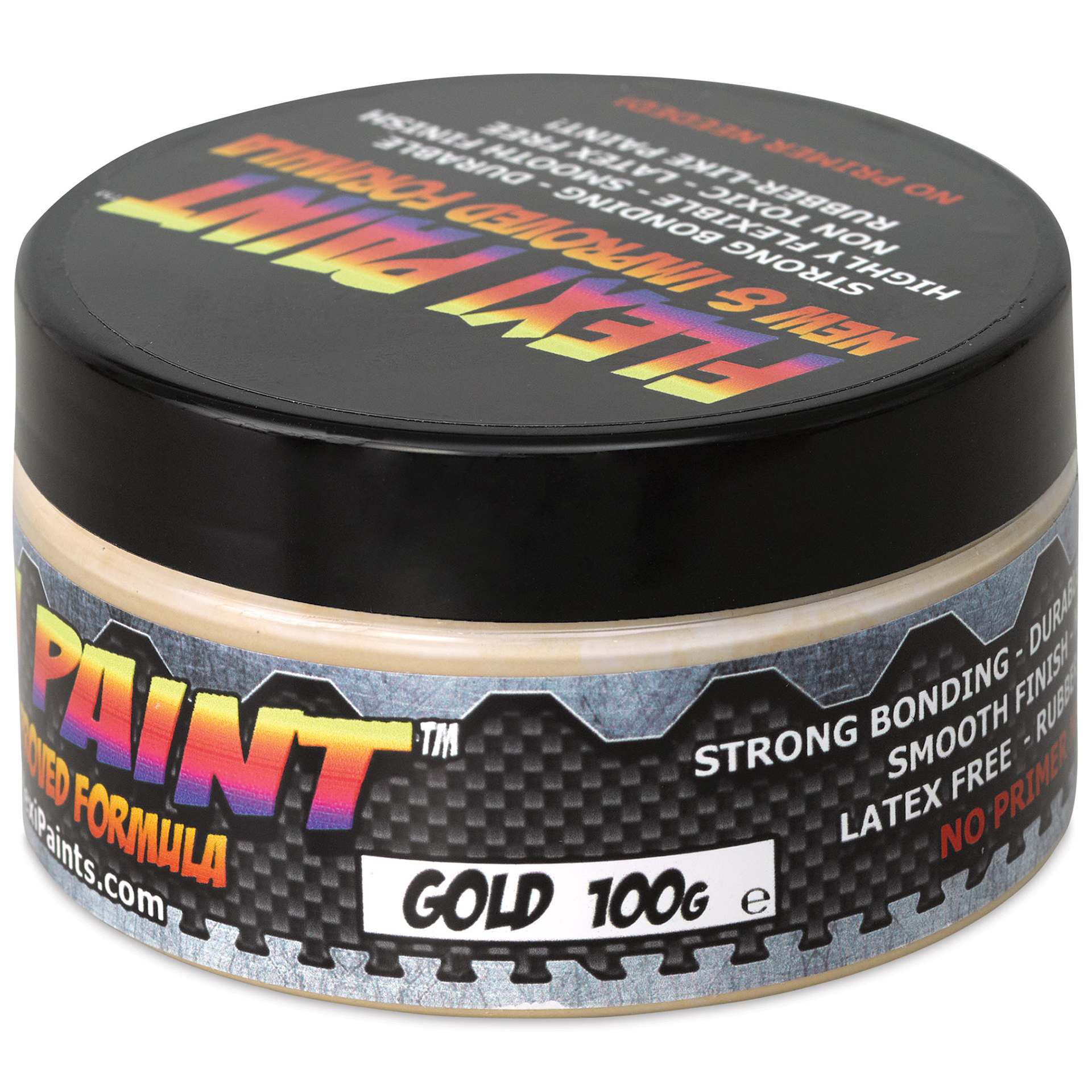 Flexi Paint Waterbased Flexible Cosplay Paint - Metallic Gold, 100 g (0.22 lb) side view