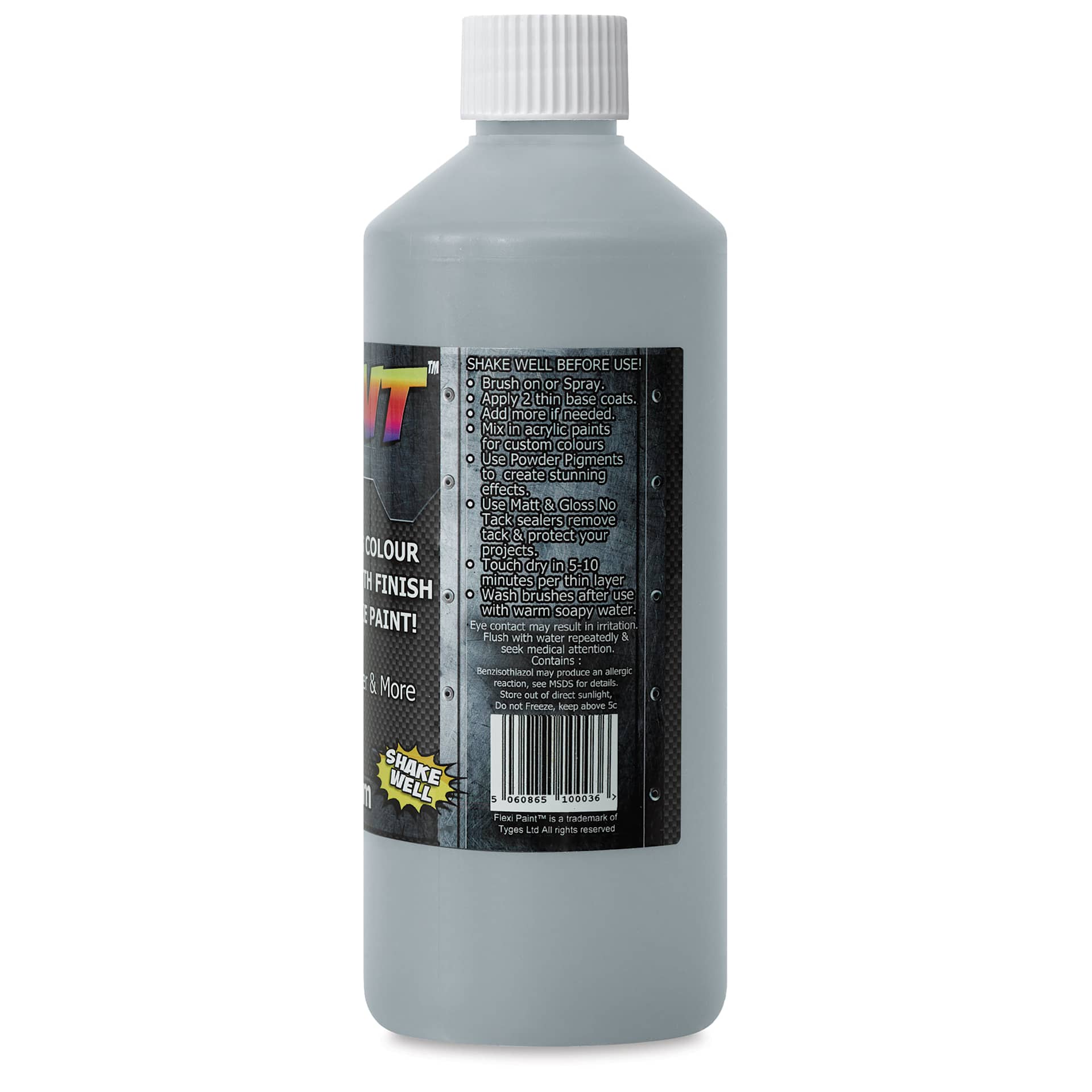Flexi Paint Waterbased Flexible Cosplay Paint - Metallic Silver, 500 g (1.10 lb) bak