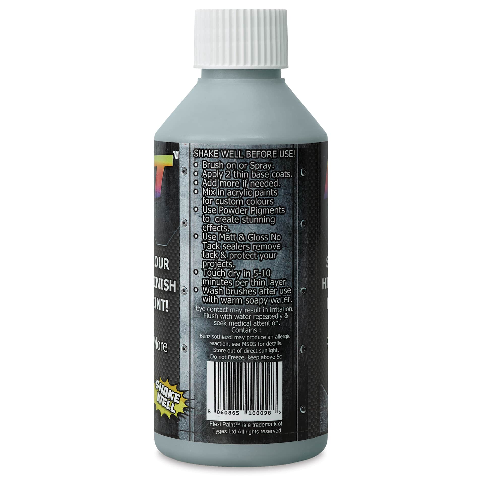 Flexi Paint Waterbased Flexible Cosplay Paint - Metallic Silver, 250 g (0.55 lb) back