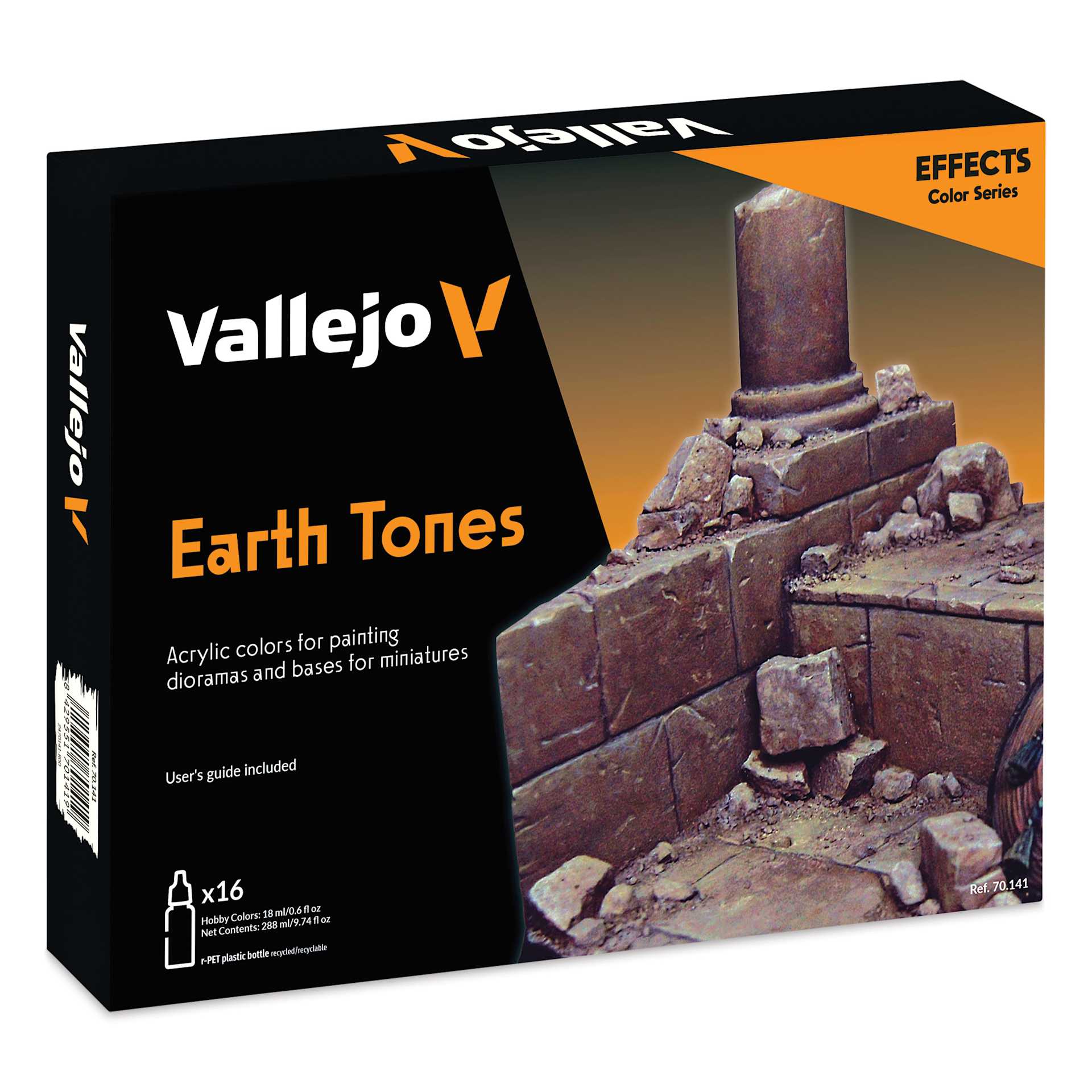 Vallejo Acrylic Model Color Paints Set - Set of 16, Earth Tones, 18 ml front of packaging
