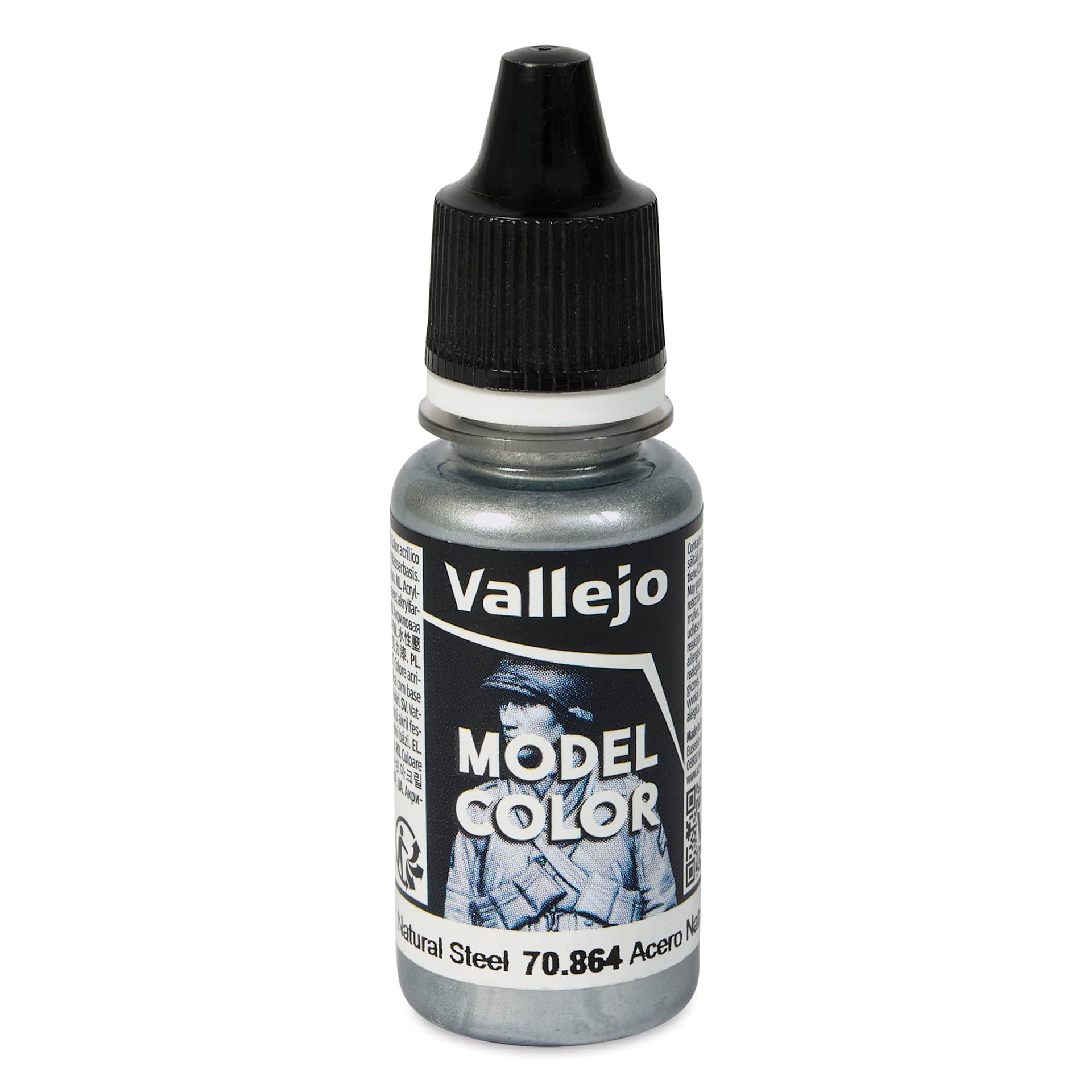 Vallejo Acrylic Model Color Paint - Natural Steel, 18 ml