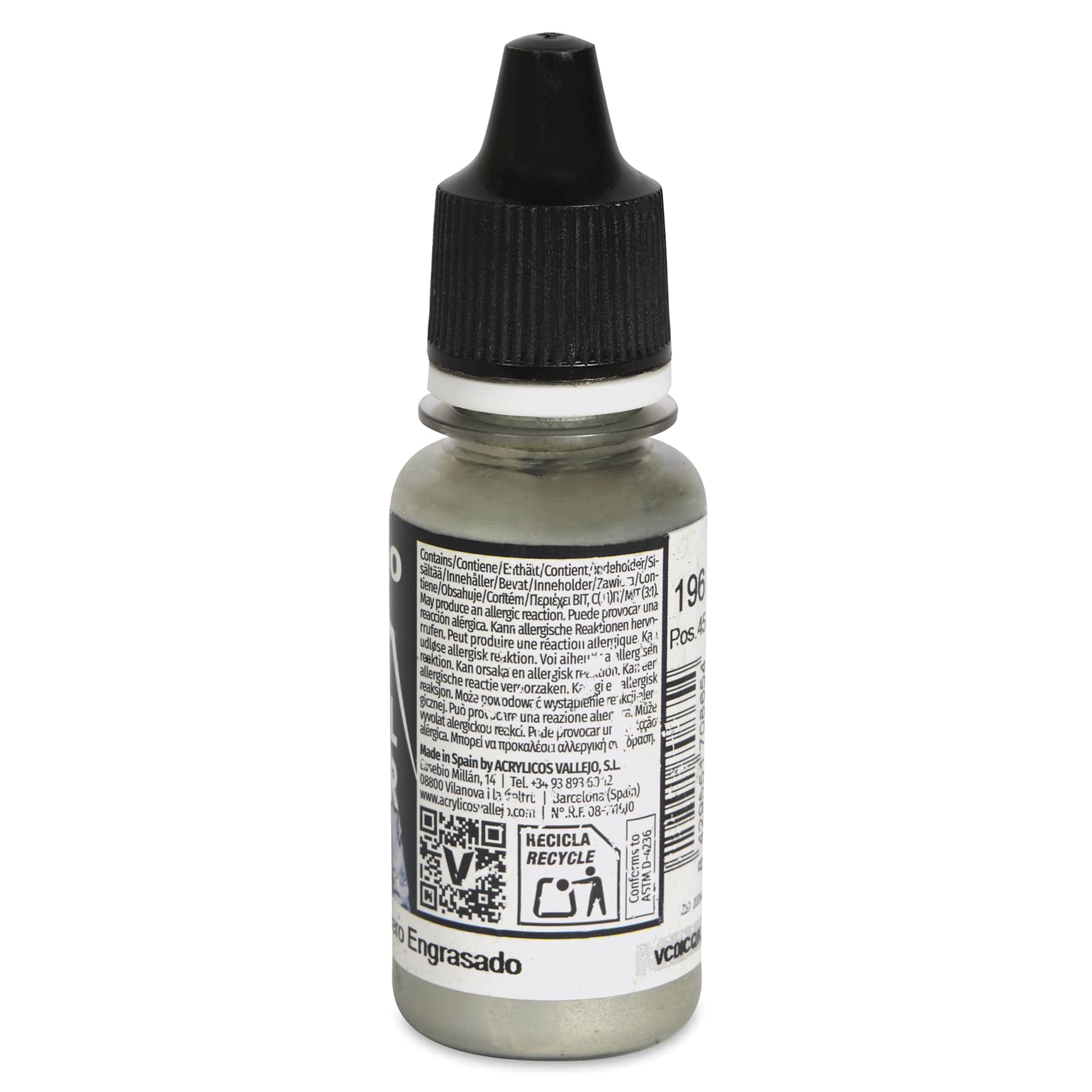 Vallejo Acrylic Model Color Paint - Oily Steel, 18 ml back