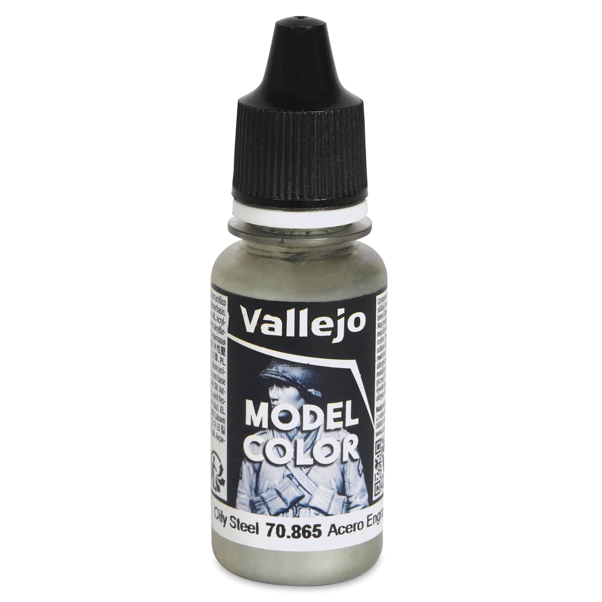 Vallejo Acrylic Model Color Paint - Oily Steel, 18 ml