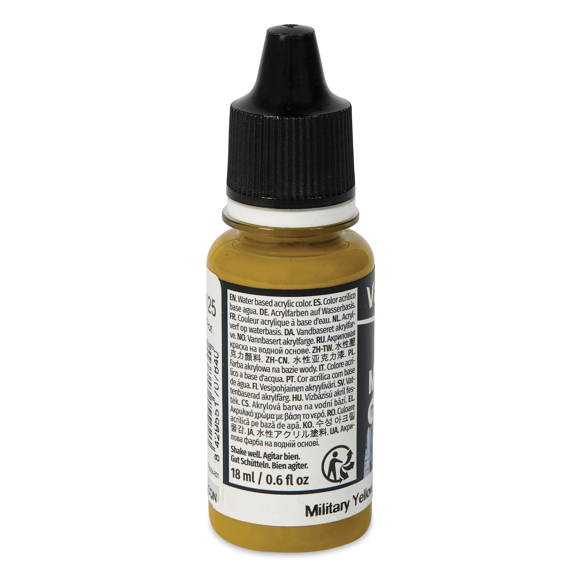 Vallejo Acrylic Model Color Paint - Military Yellow, 18 ml back