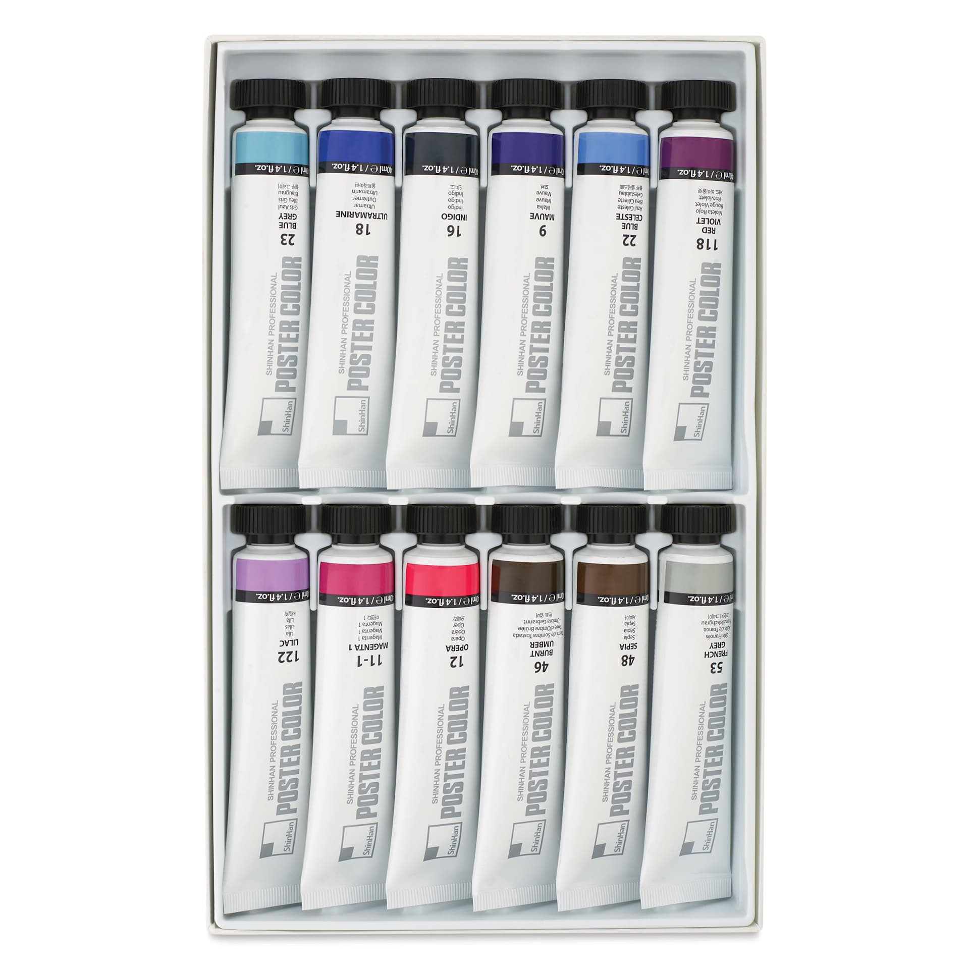 Second half of the ShinHan Professional Poster Color Paints - Set of 24, Set B Colors, 40 ml