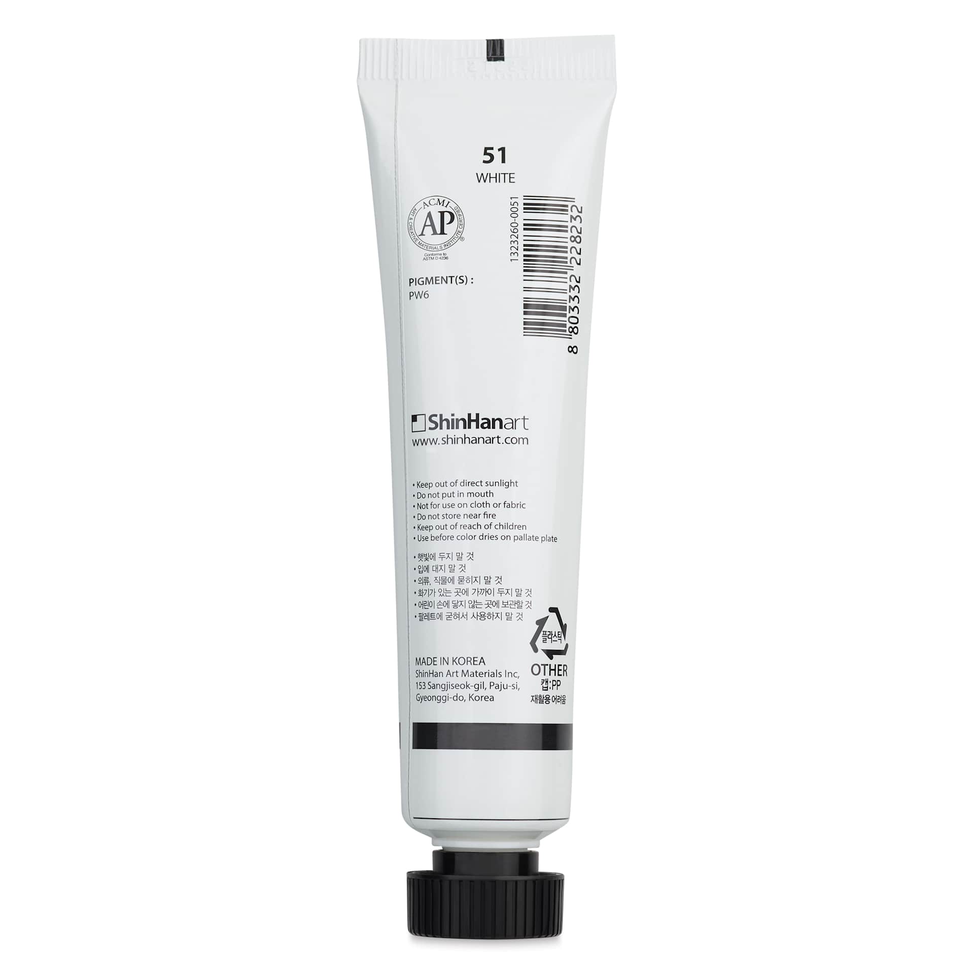 ShinHan Professional Poster Color Paint - White, 40 ml tube back