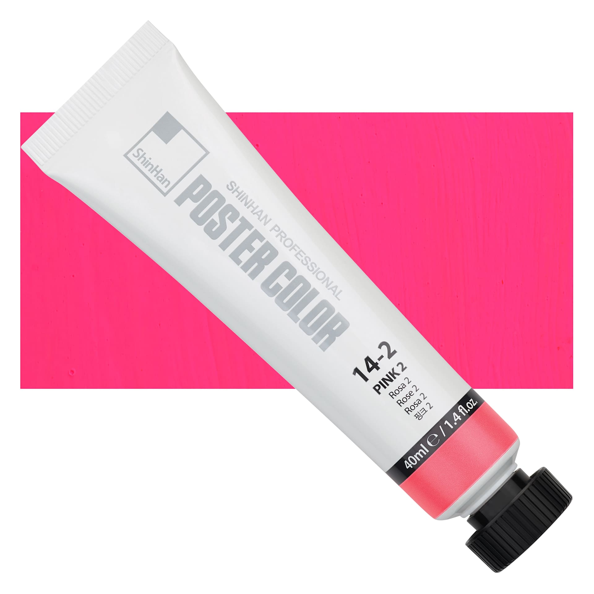 ShinHan Professional Poster Color Paint - Pink 2, 40 ml tube and swatch
