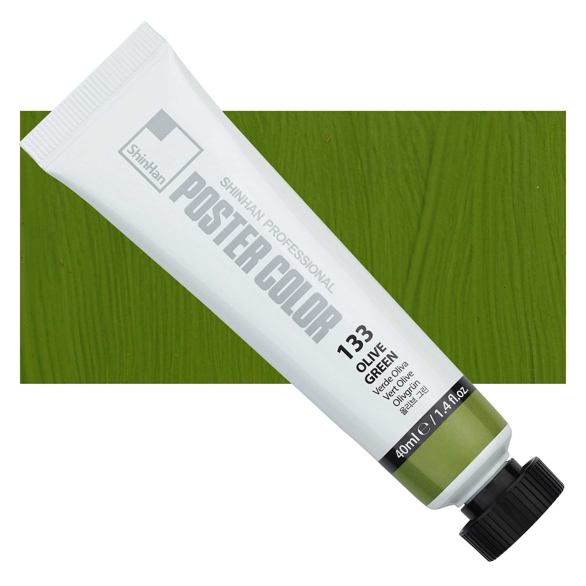  ShinHan Professional Poster Color Paint - Olive Green, 40 ml tube and swatch