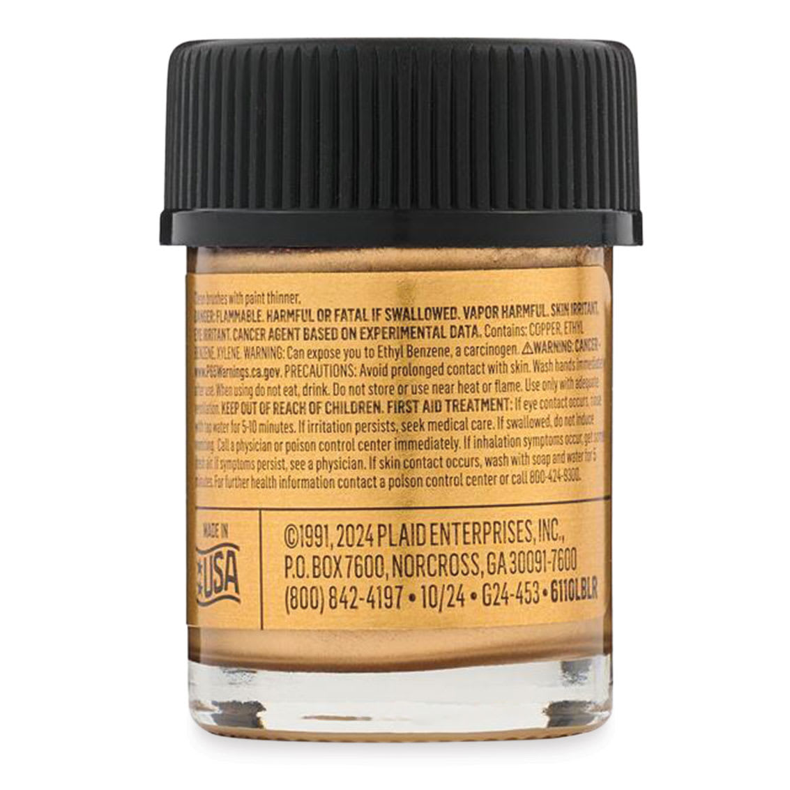FolkArt Liquid Leaf Metallic Paint - Classic Gold, 0.75 oz, back of jar
