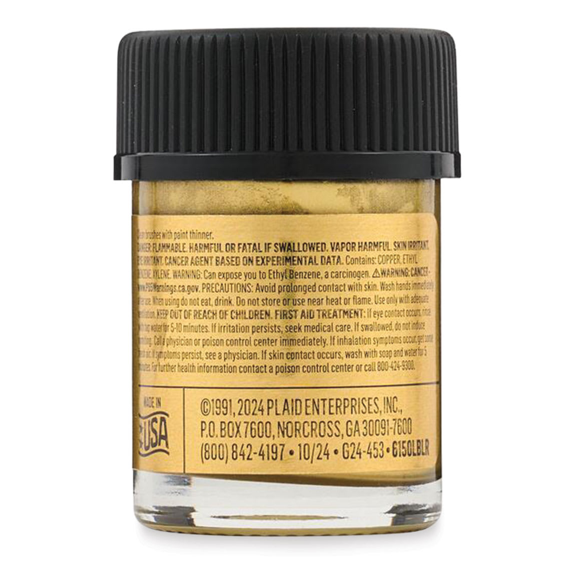 FolkArt Liquid Leaf Metallic Paint - Brass, 0.75 oz, back of jar