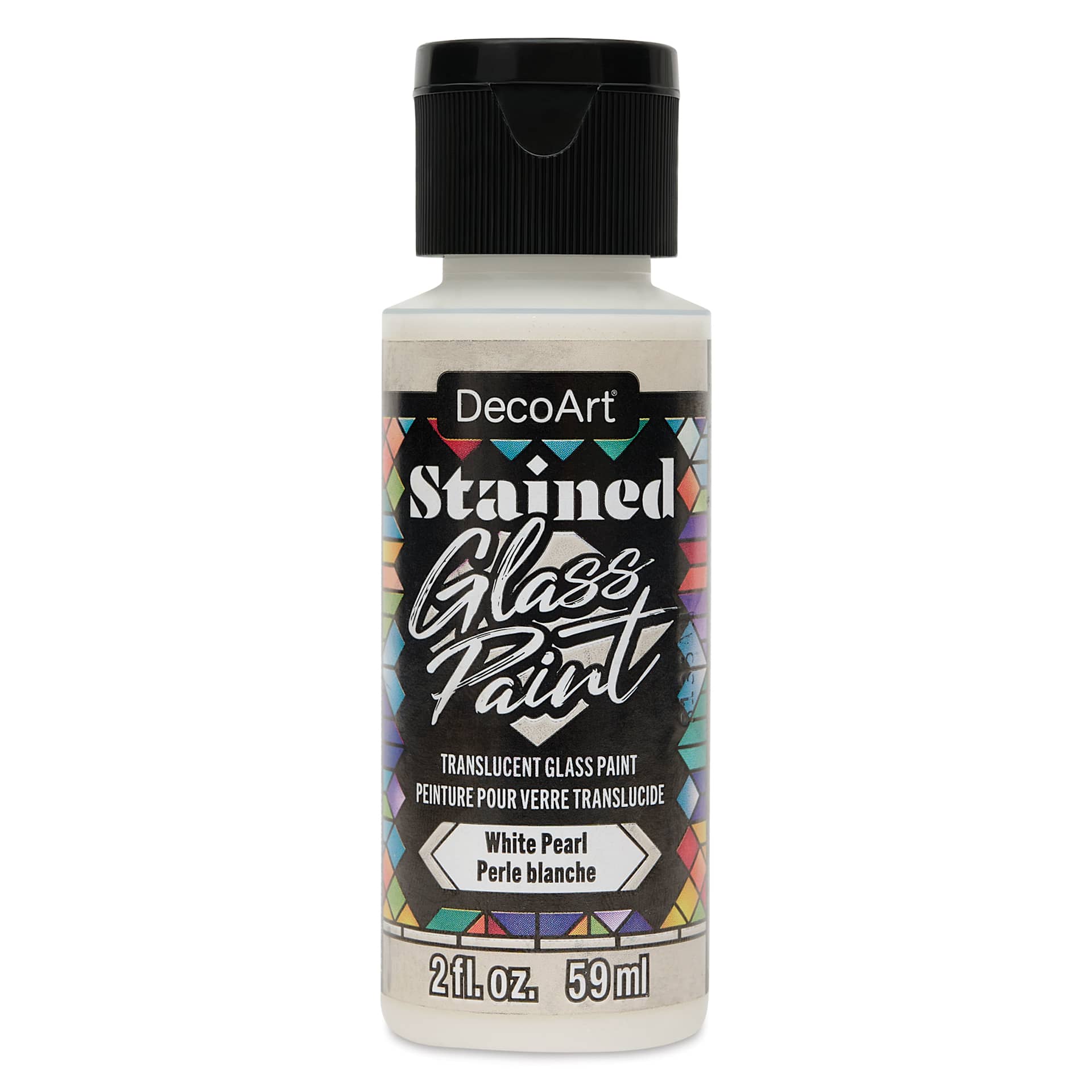 DecoArt Stained Glass Paint - White Pearl, 2 oz bottle