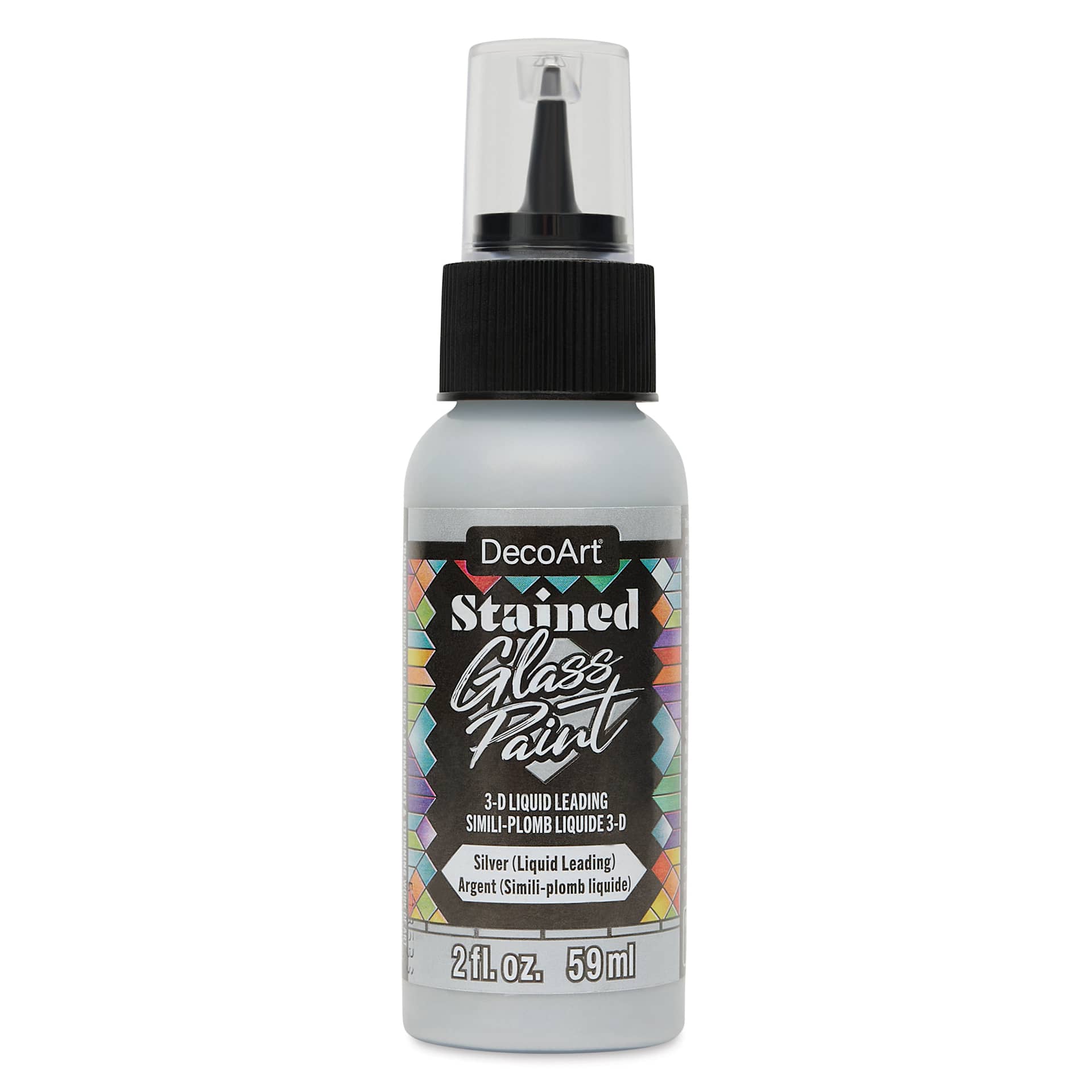 DecoArt Stained Glass Paint 3-D Liquid Leading - Silver, 2 oz Bottle