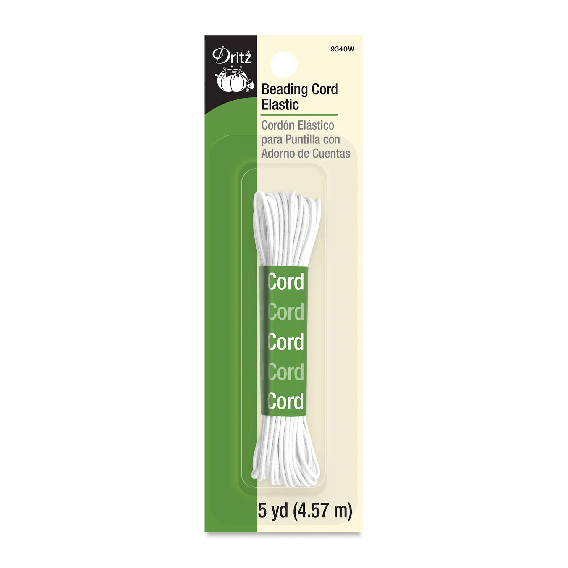 Dritz Beading Cord Elastic - White, 5 yds front of packaging