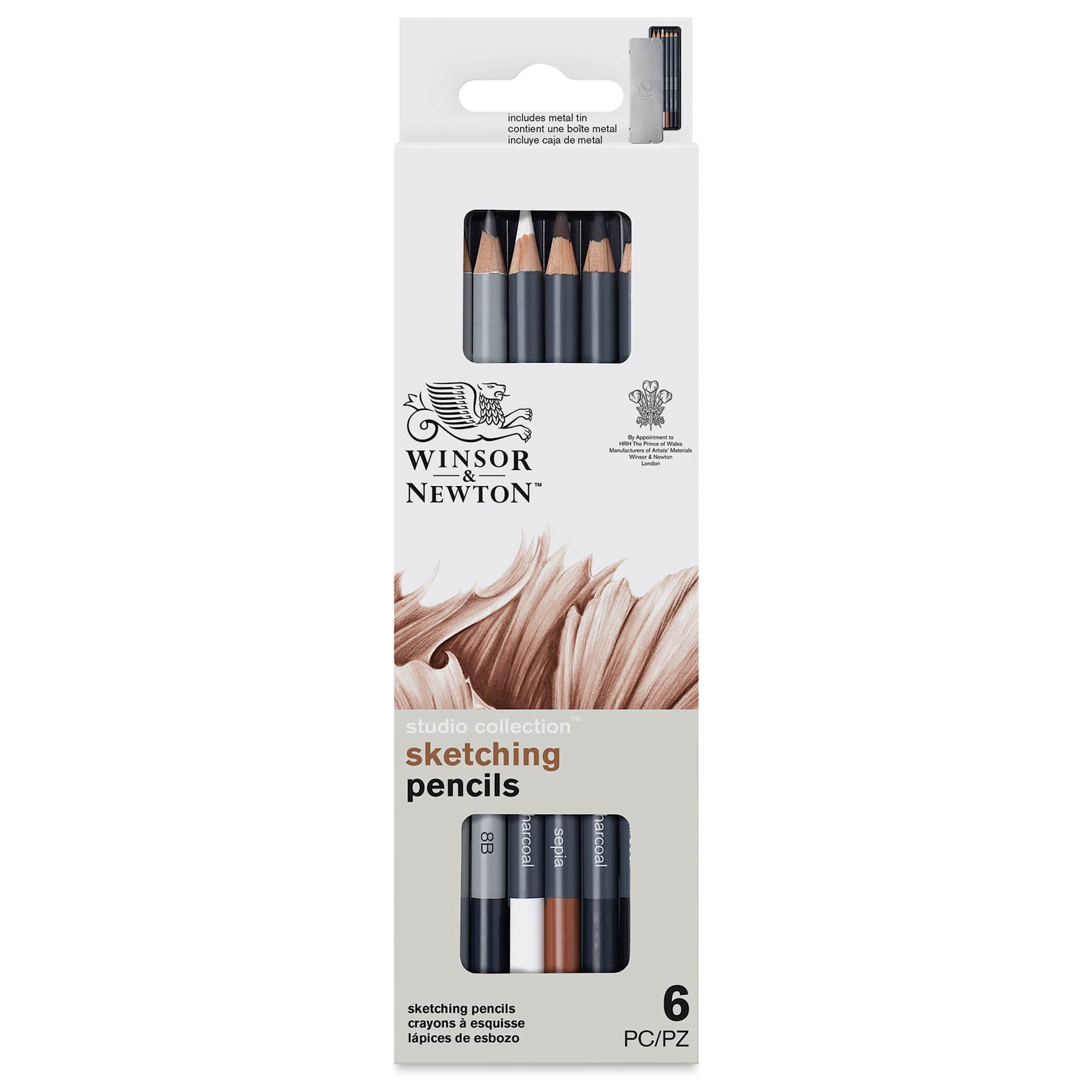Winsor & Newton Studio Collection Sketching Pencils - Set of 6, front of the packaging