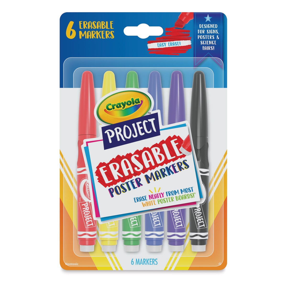 Crayola Project Erasable Poster Markers - Set of 6 - front of packaging