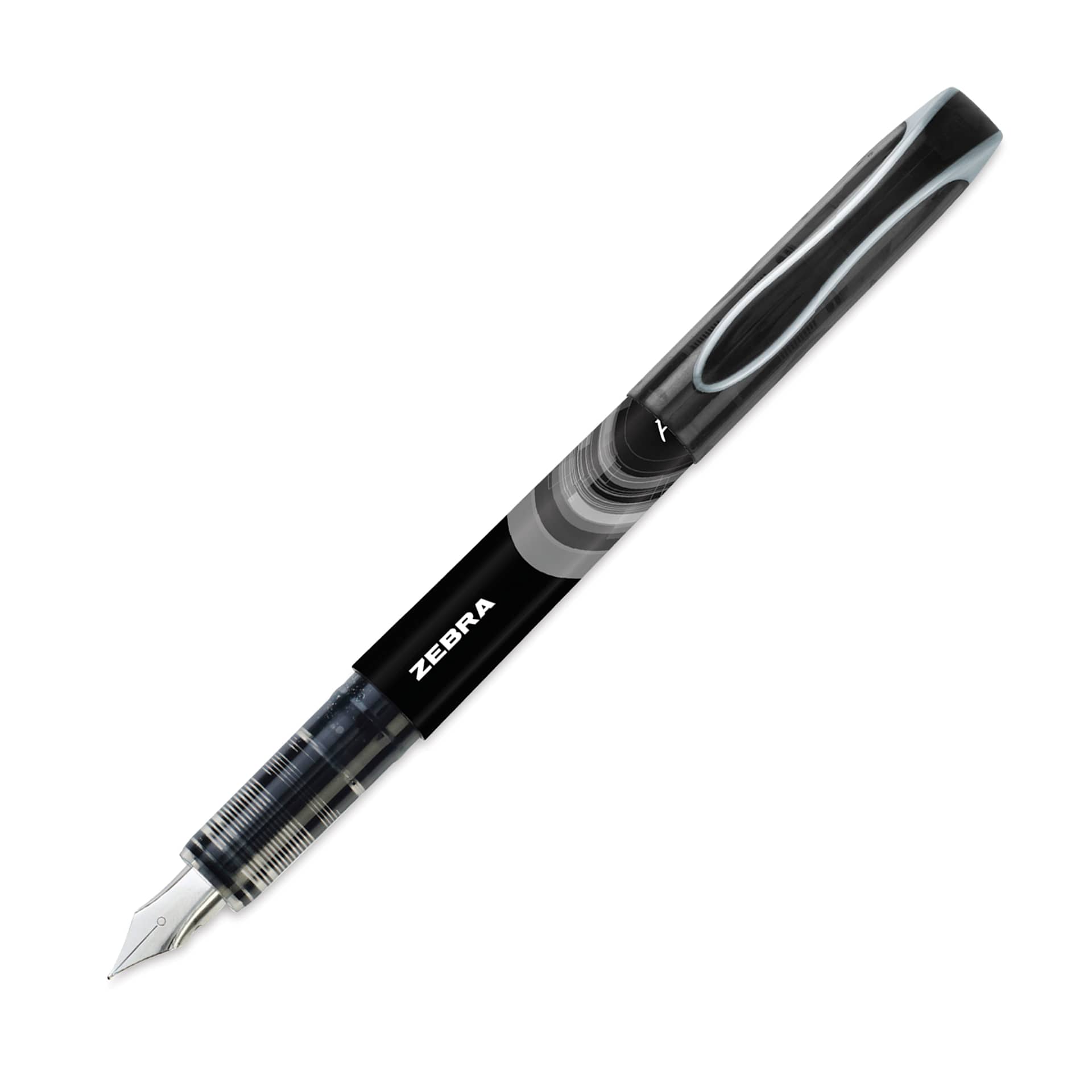 Zebra Fountain Pen - Black, cap off