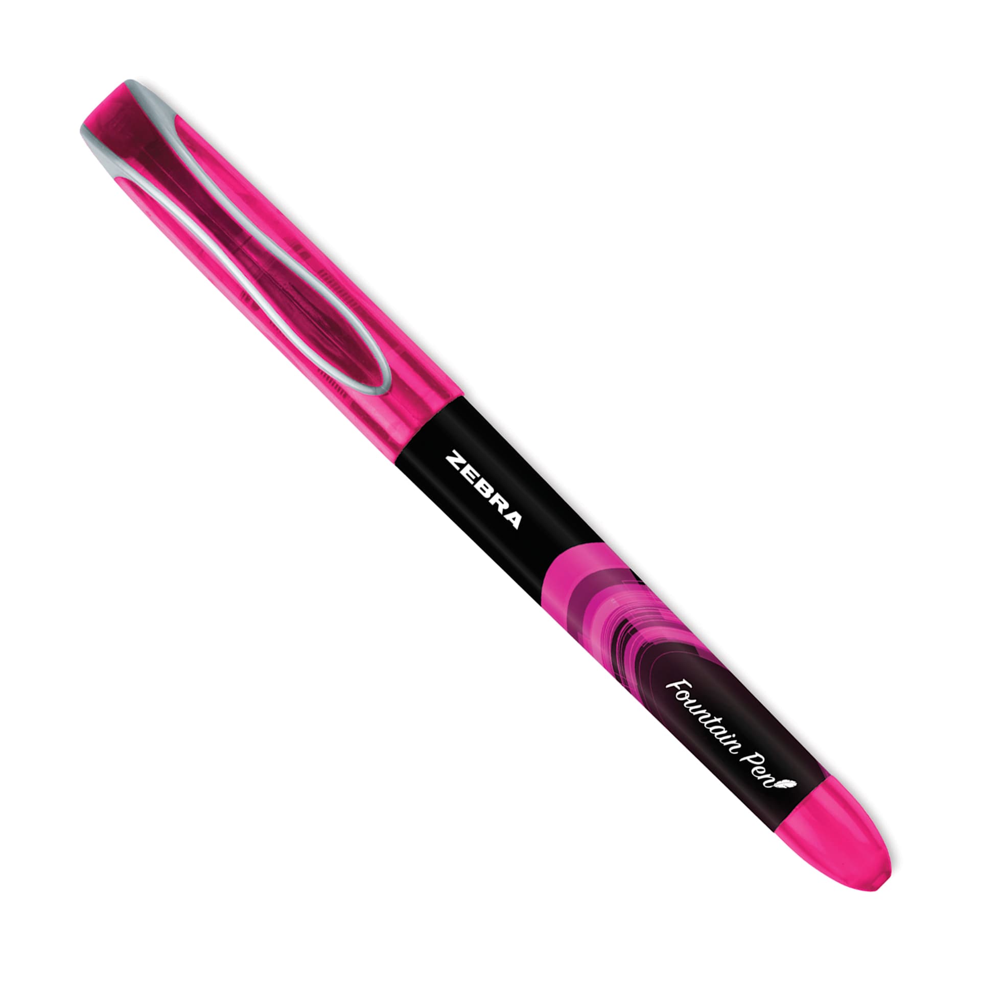 Zebra Fountain Pen - Pink, cap on