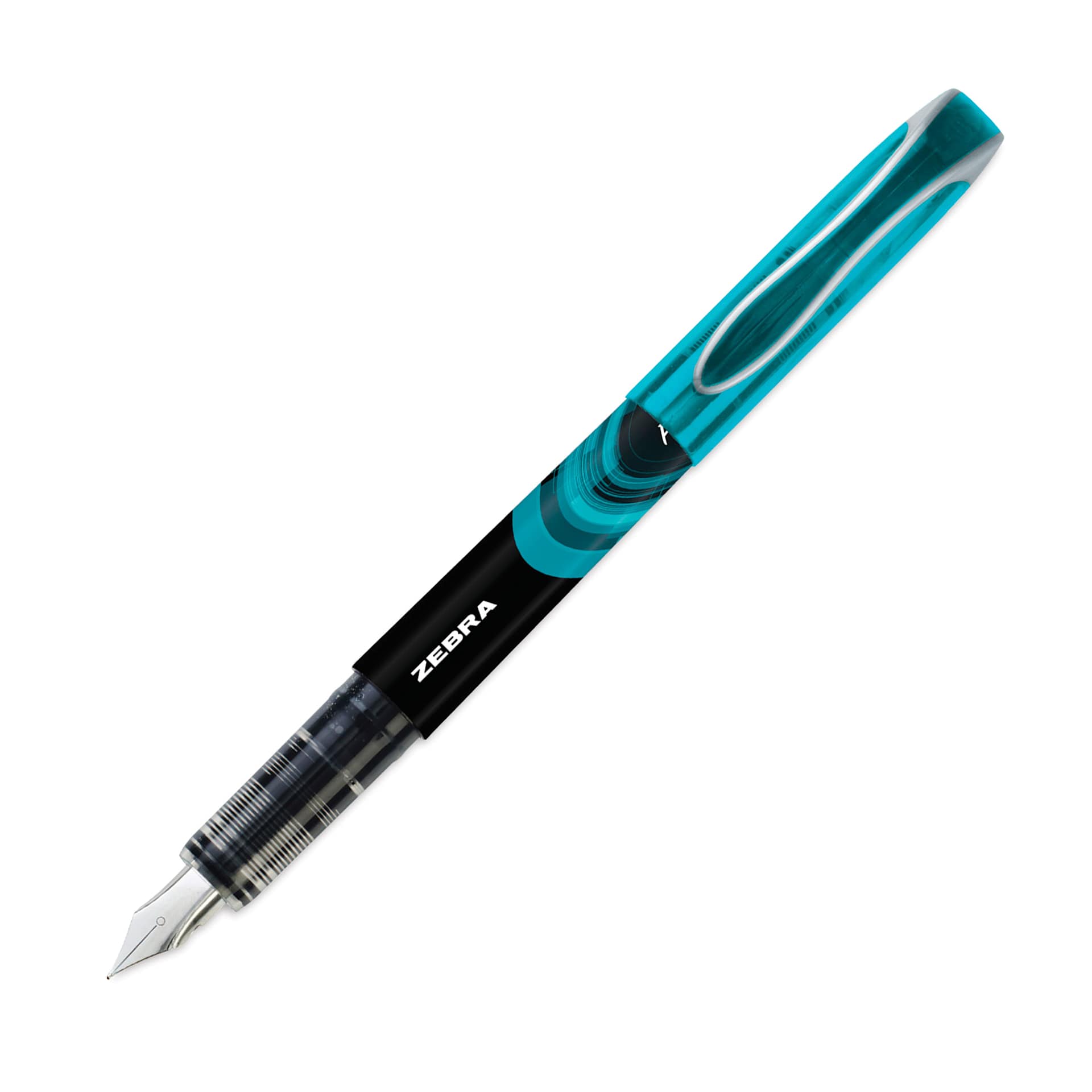 Zebra Fountain Pen - Turquoise, cap off