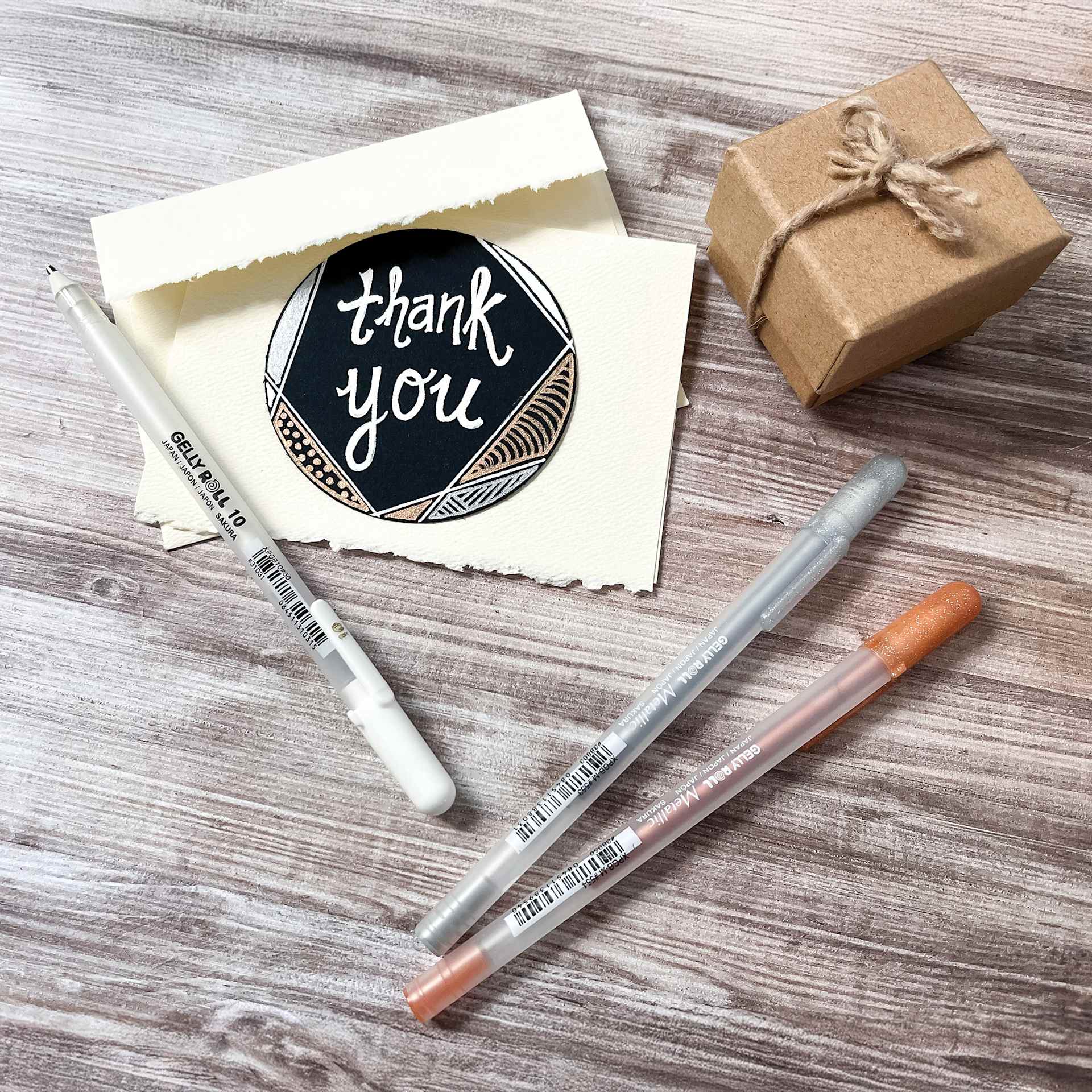 Sakura Gelly Roll Moods Collection Pens - Gratitude, Set of 3, tahnk you note with set contents