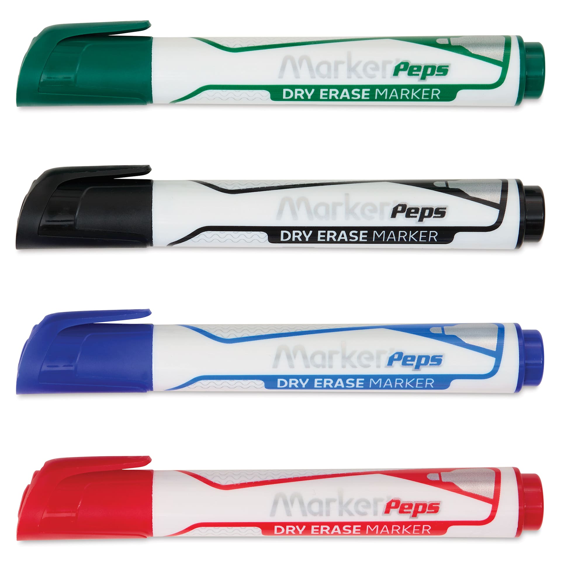 Maped Marker'Peps Dry Erase Marker Set - Jumbo Bullet Tip, Assorted, Set of 4, caps on