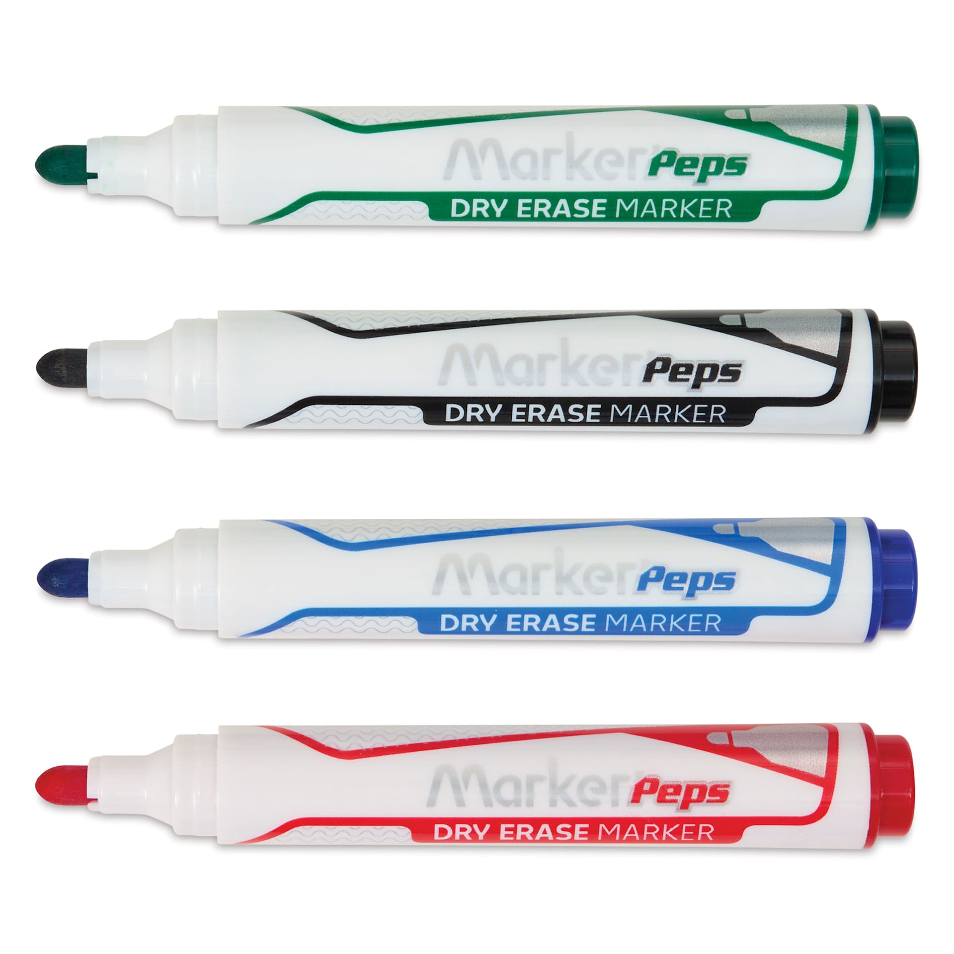 Maped Marker'Peps Dry Erase Marker Set - Jumbo Bullet Tip, Assorted, Set of 4, caps off