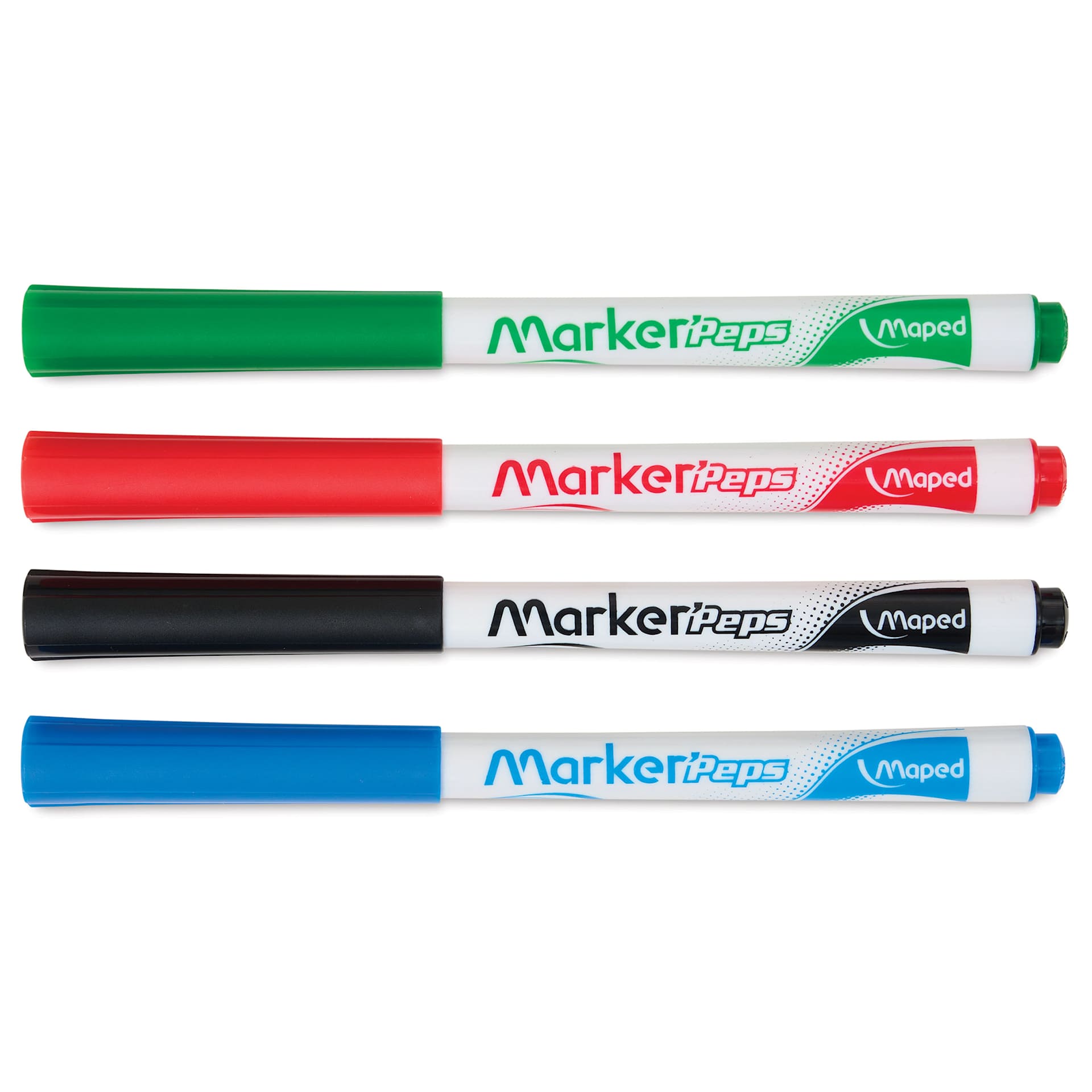 Maped Marker'Peps Dry Erase Marker Set - Fine Tip, Assorted, Set of 4, caps on