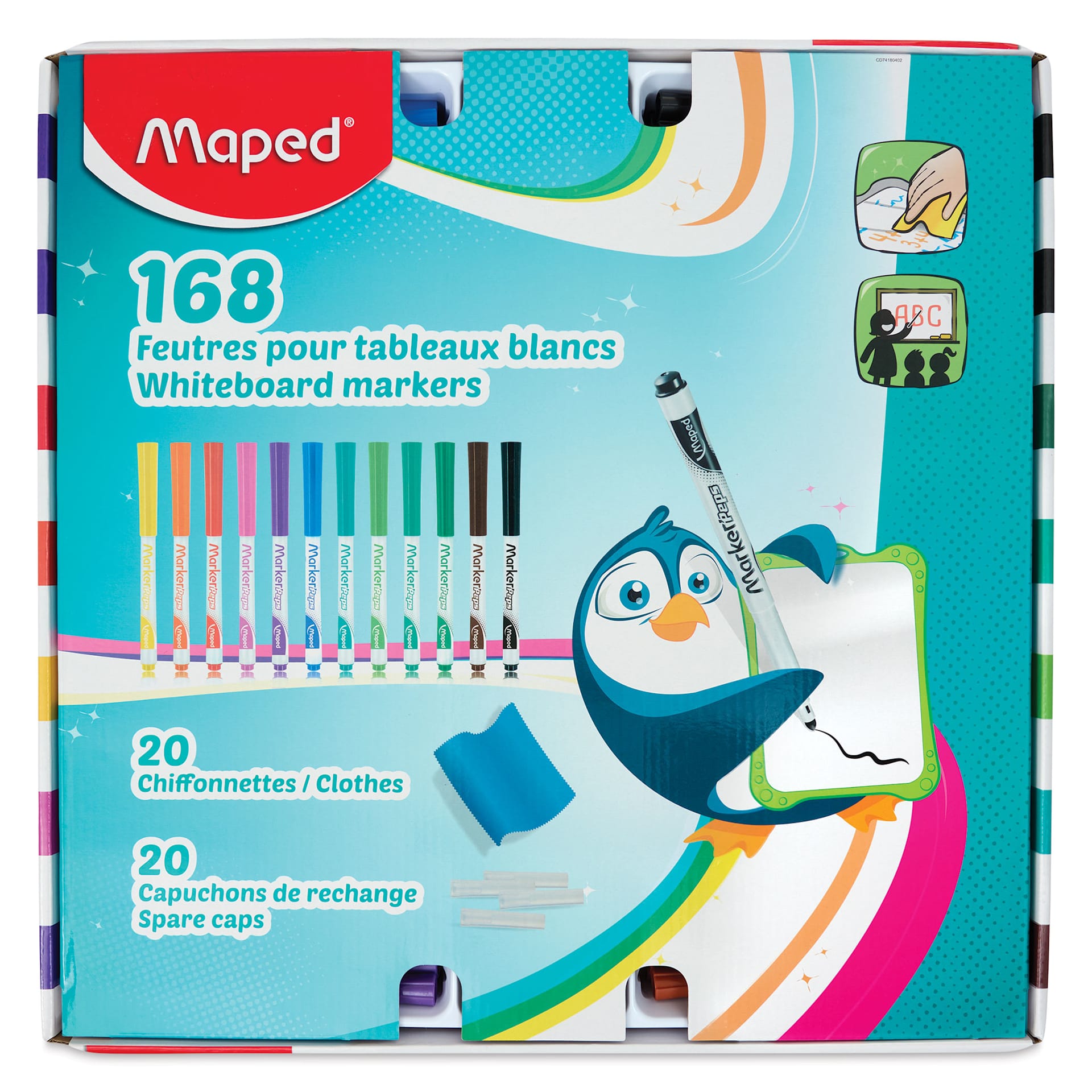Maped Marker'Peps Dry Erase Marker Set - School Pack, Fine Tip, Assorted, Set of 208, front of packaging