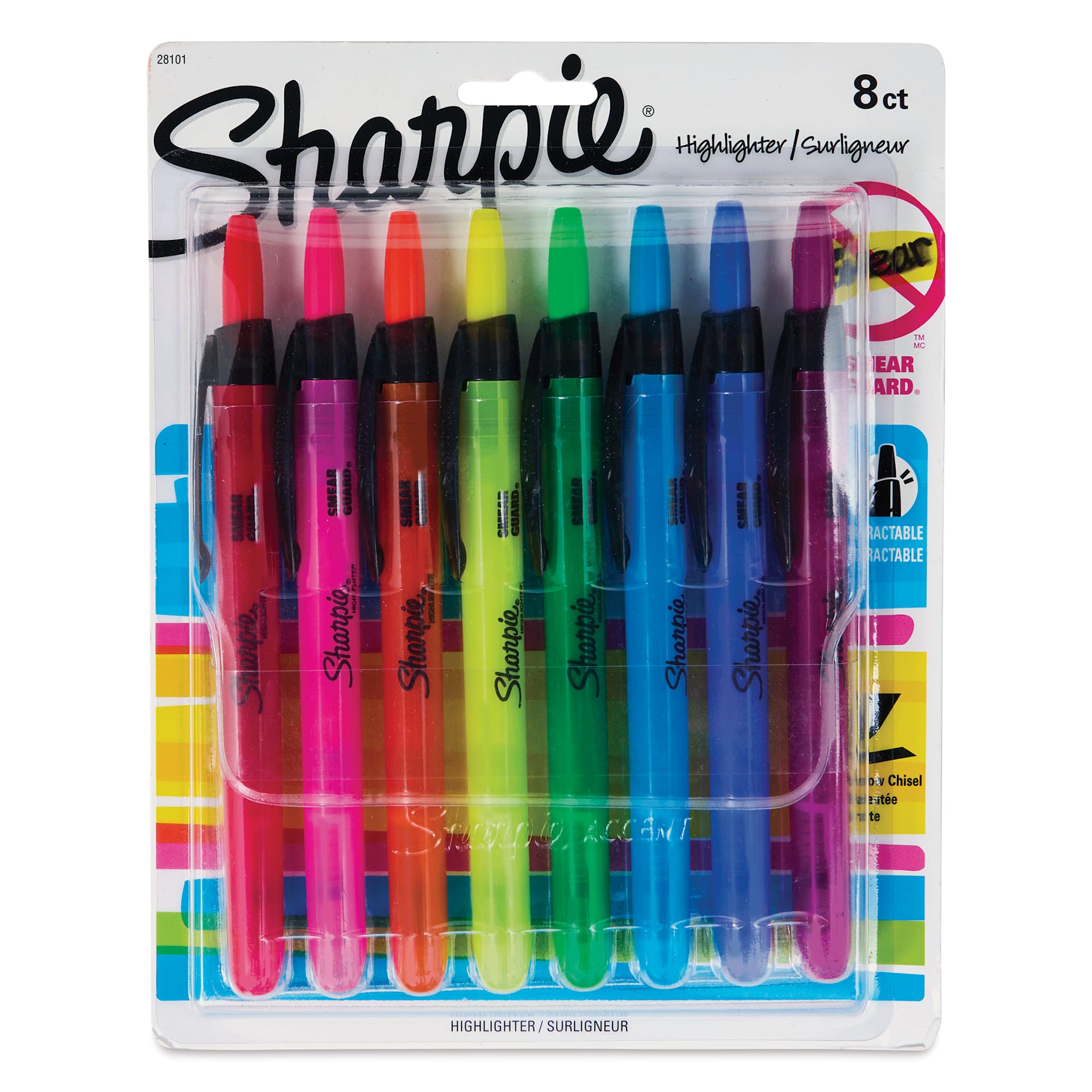 Sharpie Retractable Highlighters, front of packaging
