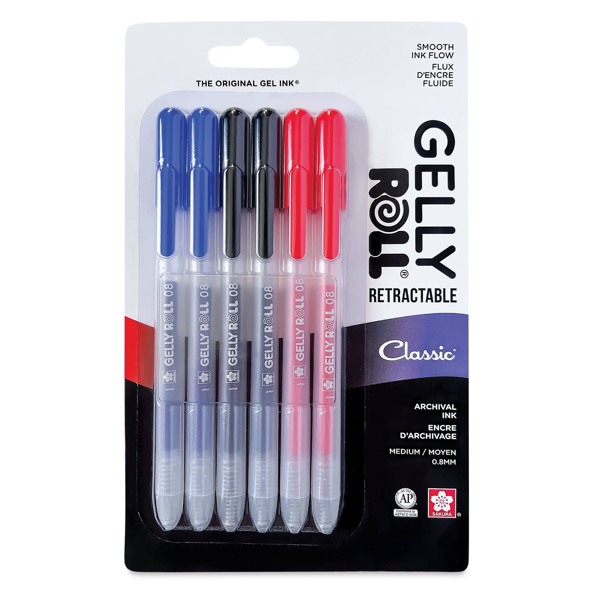 Sakura Gelly Roll Retractable Classic Pens - Set of 6, front of the packaging