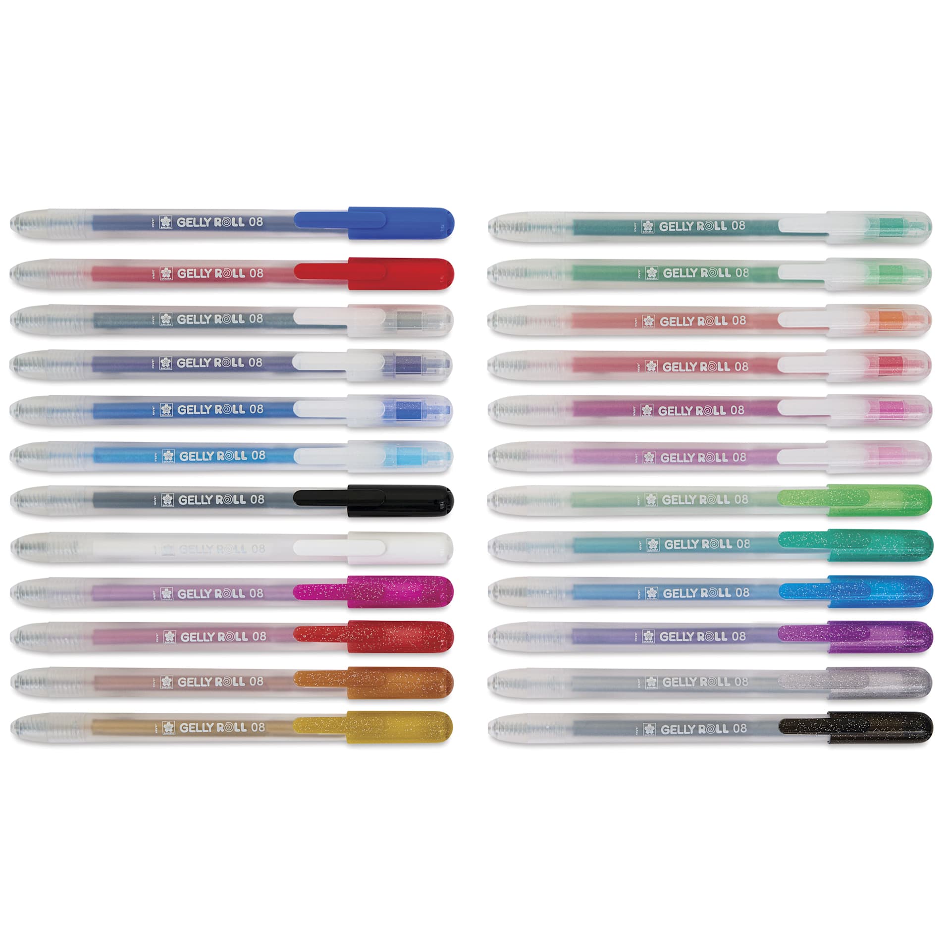 Sakura Gelly Roll Retractable Limited Edition Pens - Assorted Colors, Set of 24, laid out