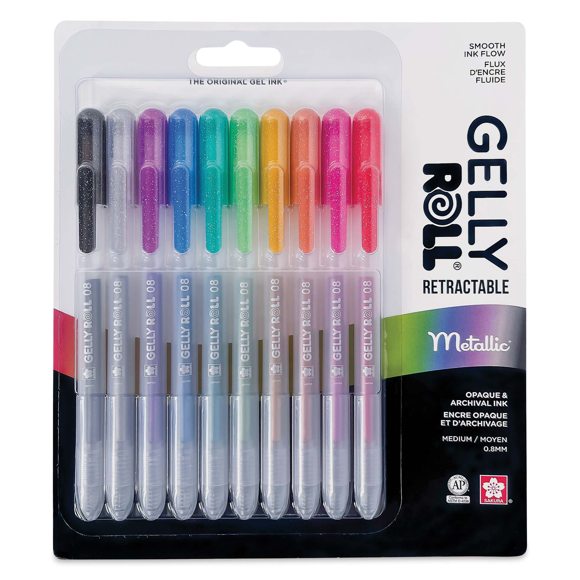 Sakura Gelly Roll Retractable Metallic Pens - Set of 10, front of the packaging