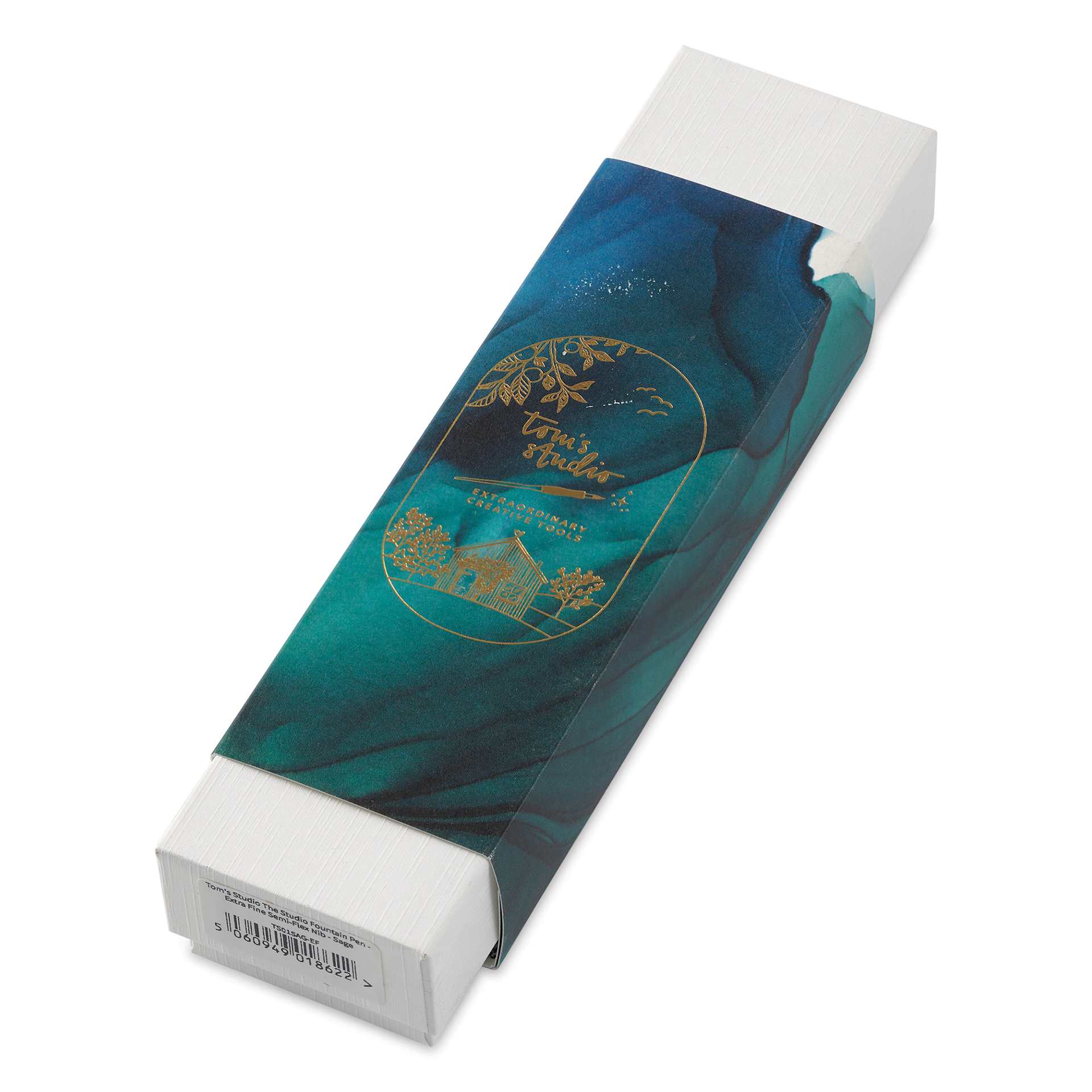 Tom's Studio Fountain Semi-Flex Nib Pen - Sage, Extra Fine, packaging