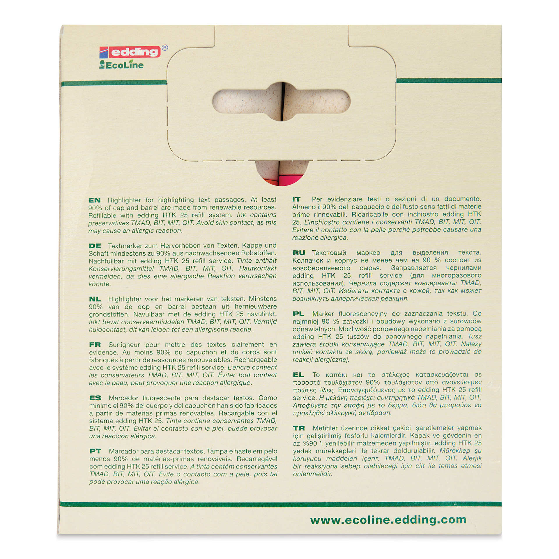 Edding EcoLine Highlighters - Set of 4 back of package