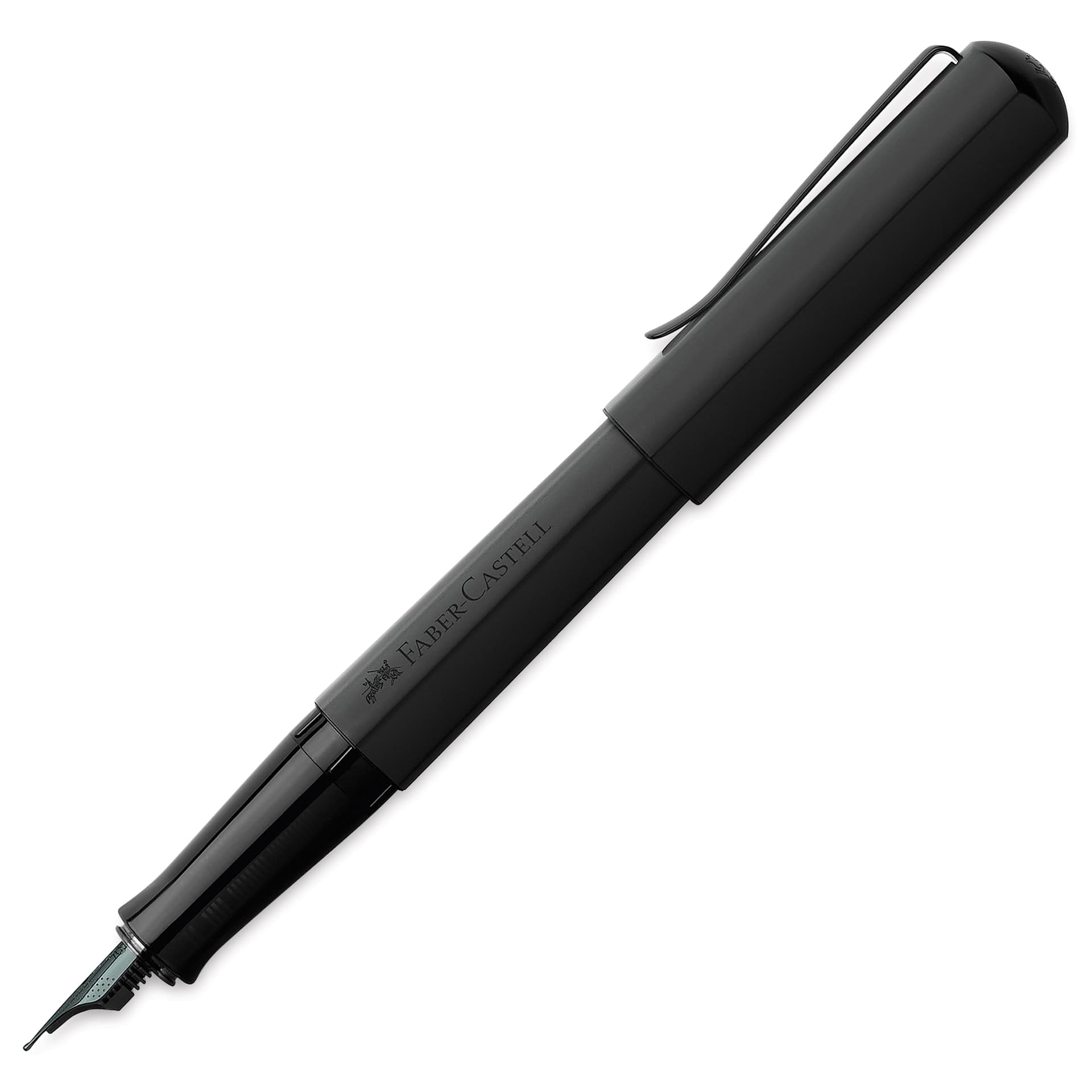 Faber-Castell Hexo Fountain Pen - Matte Black, Extra Fine Tip, cap removed
