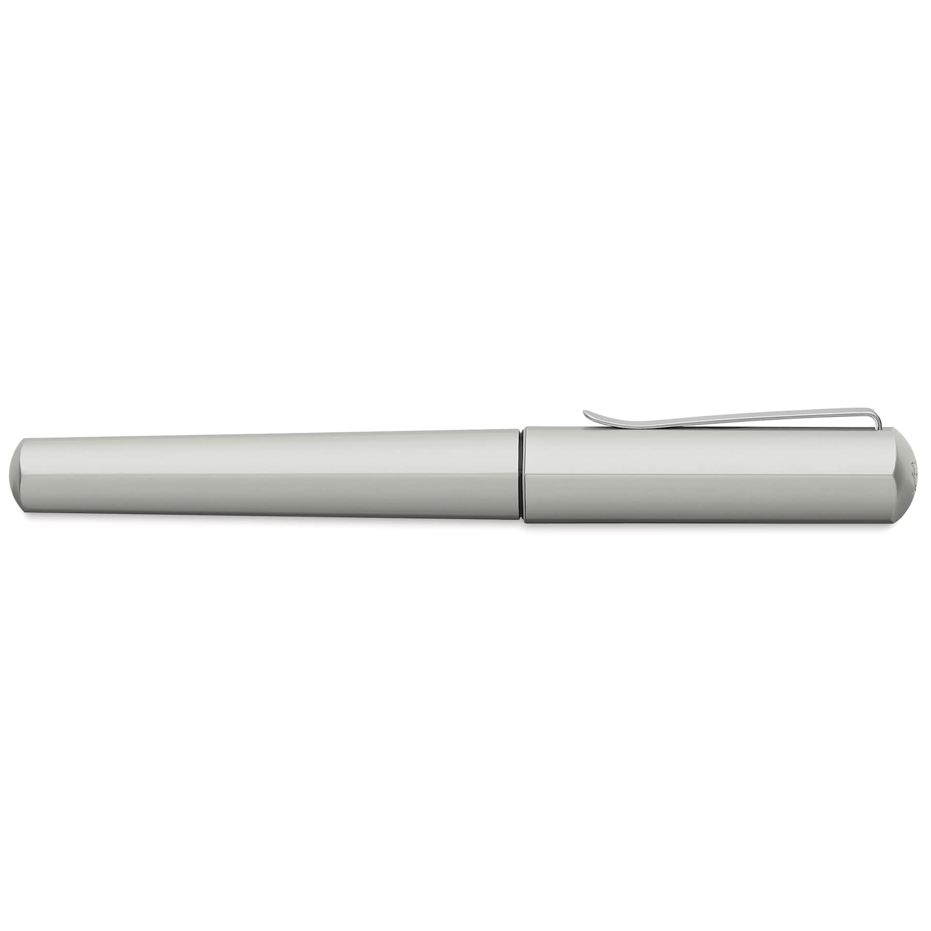 Faber-Castell Hexo Fountain Pen - Matte Silver, Fine Tip, cap on