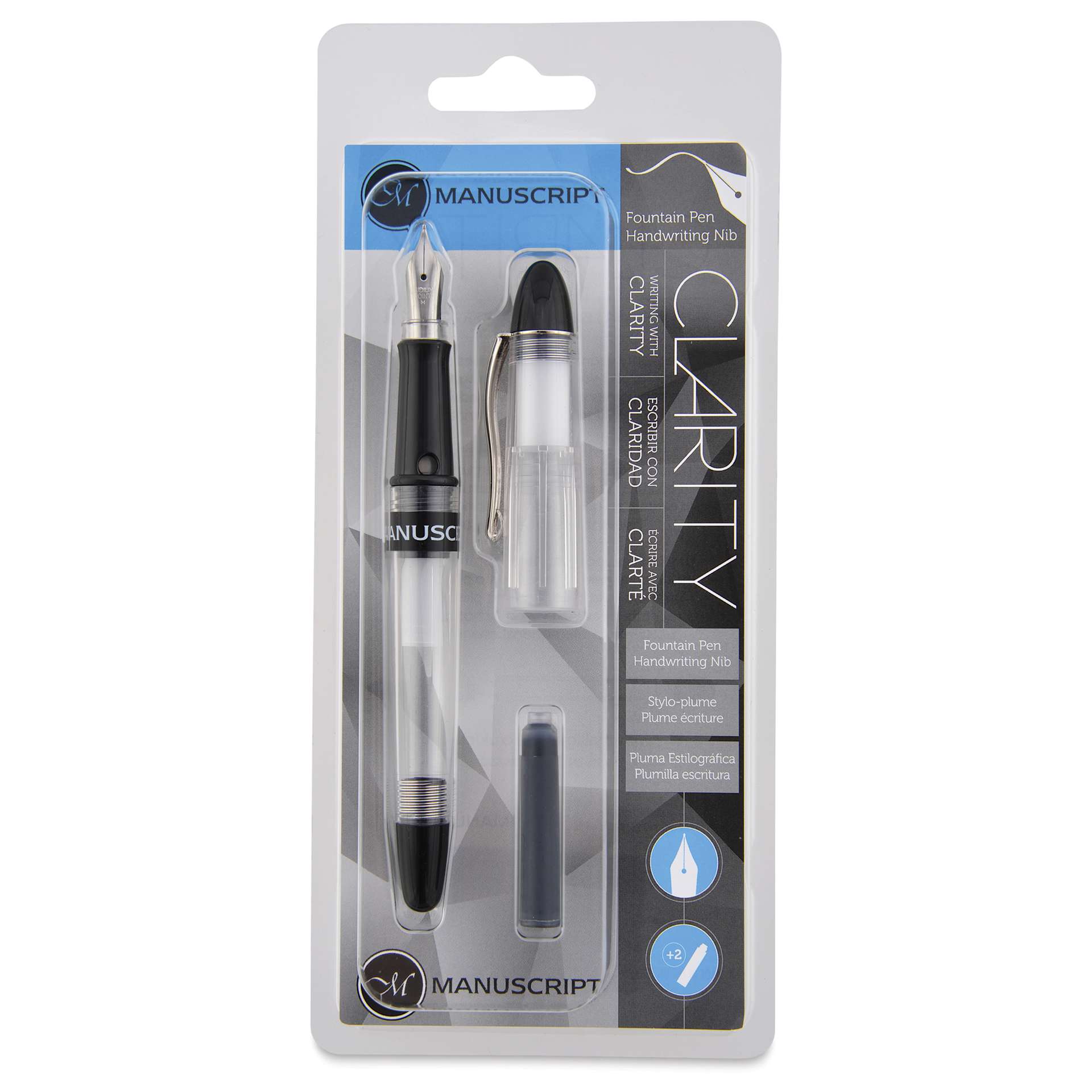Manuscript Clarity Fountain Pen - Iridium Nib, Black - front of packaging