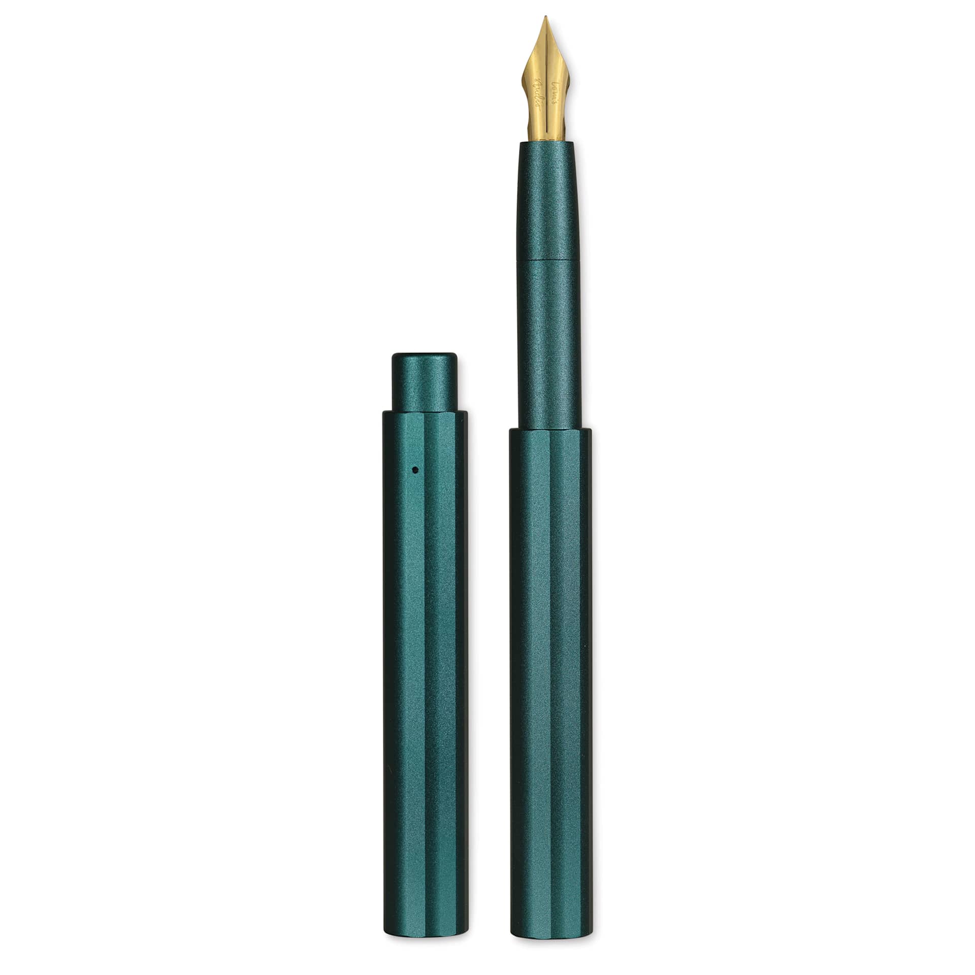 Tom's Studio Pocket Fountain Pen - Ivy, Extra Fine Semi-Flex Nib, capped and uncapped