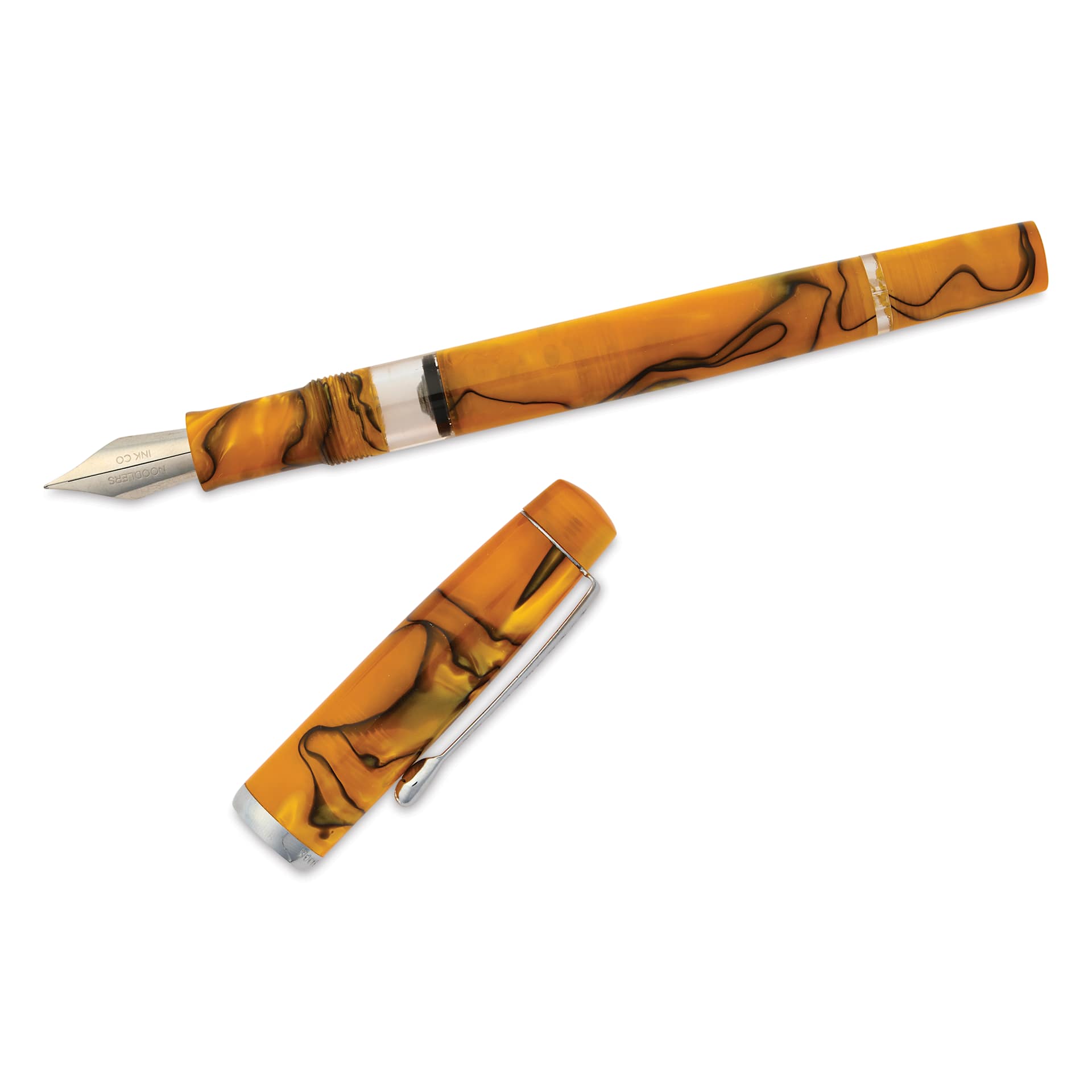 Noodler's Ink Konrad Acrylic Flex Fountain Pen - Bengal Tiger, pen and cap