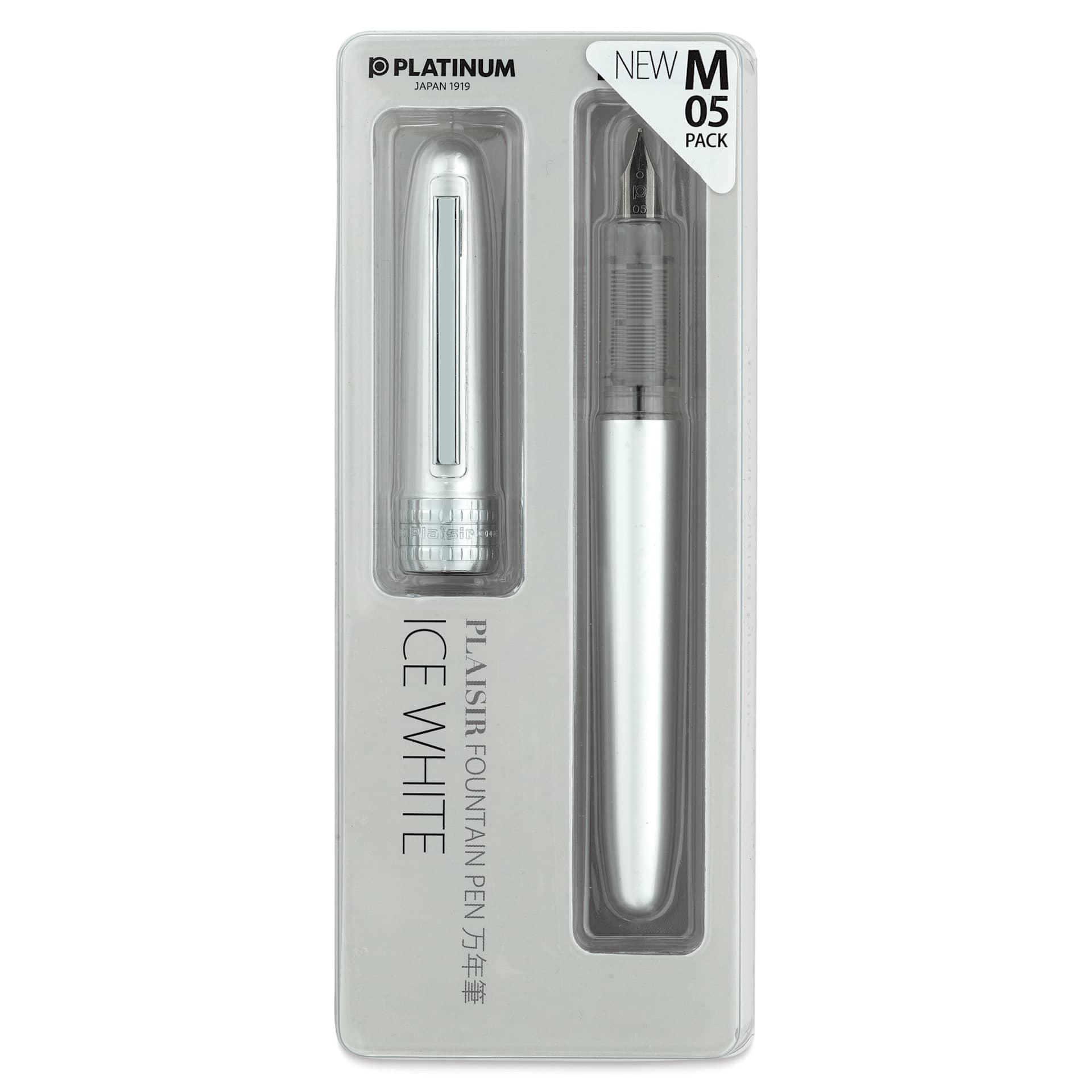 Platinum Plaisir Fountain Pen - Ice White, Medium, front of package