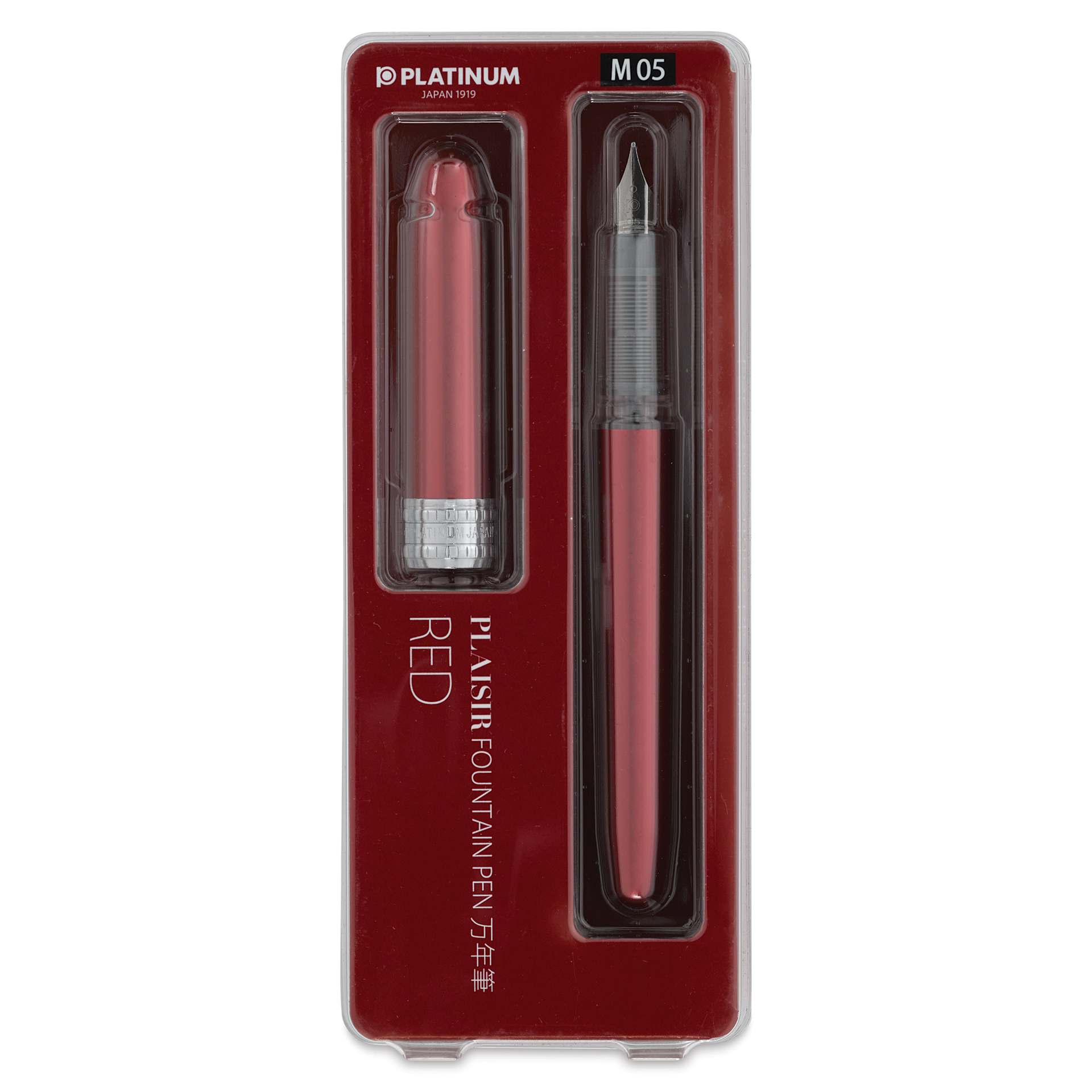Platinum Plaisir Fountain Pen - Red, Medium, front of package