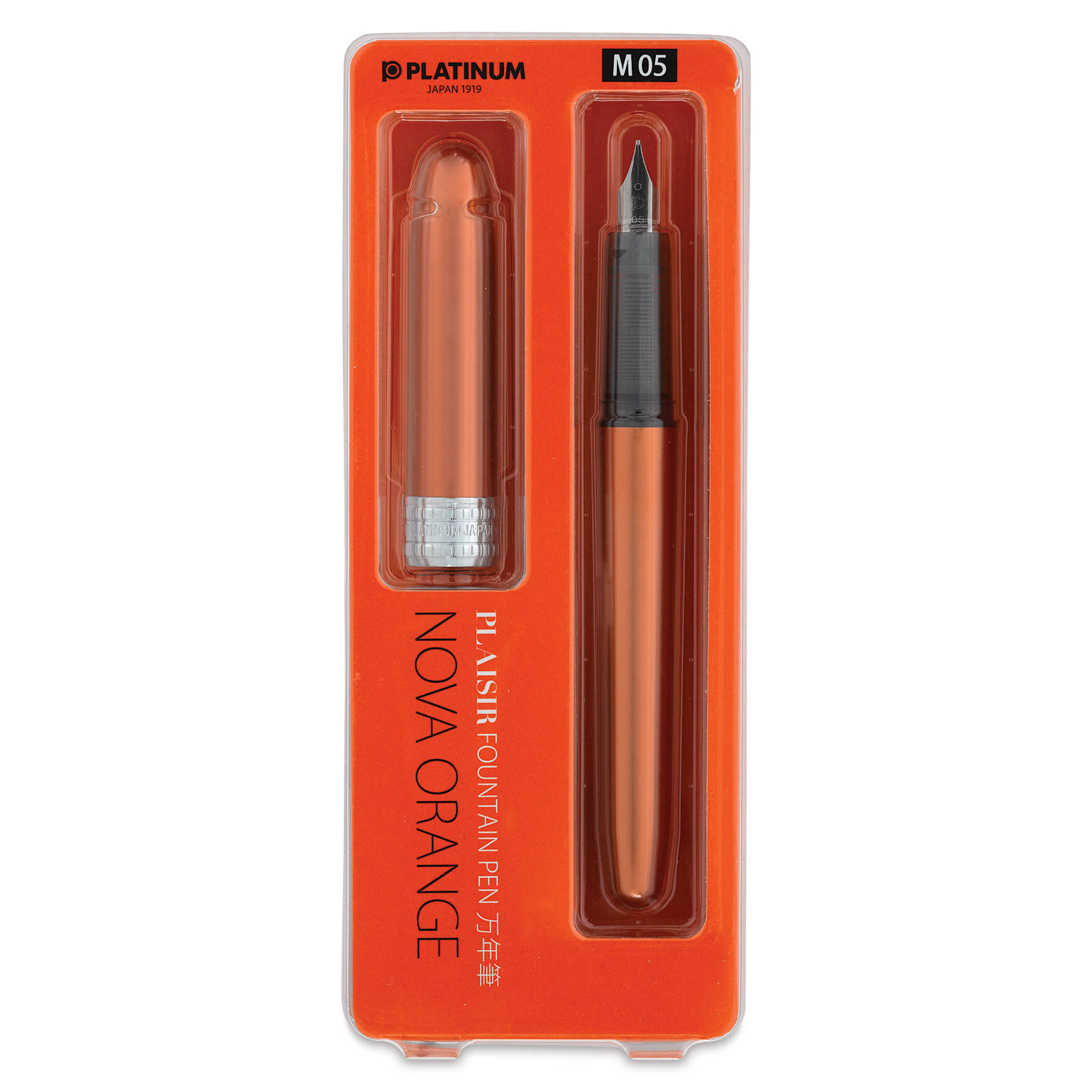 Platinum Plaisir Fountain Pen - Nova Orange, Medium, front of package