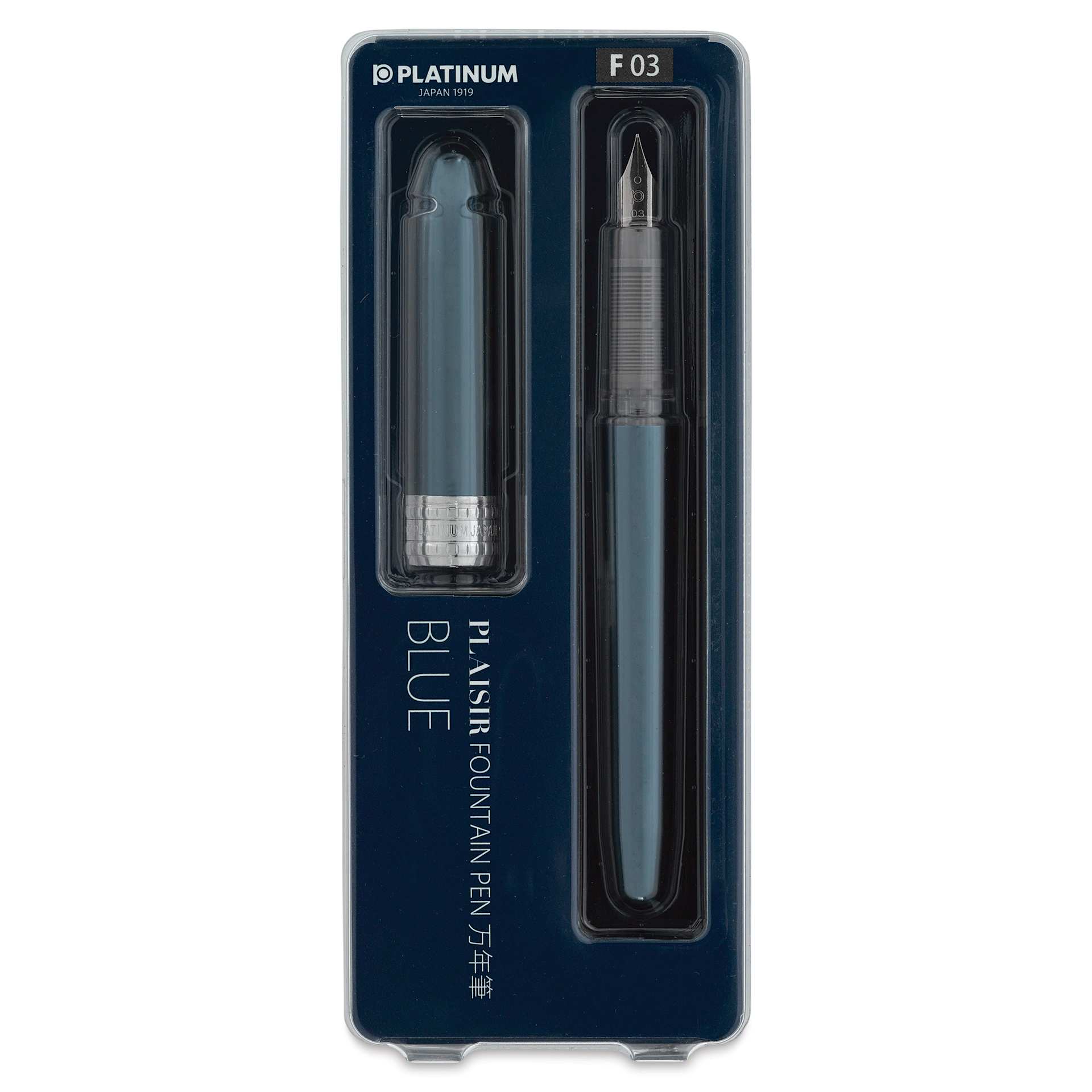 Platinum Plaisir Fountain Pen - Blue, Fine, front of package