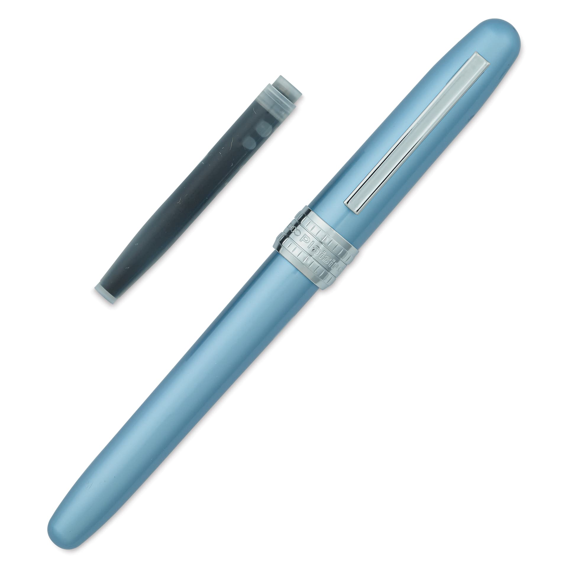 Platinum Plaisir Fountain Pen - Frosty Blue, Fine, with ink cartridge