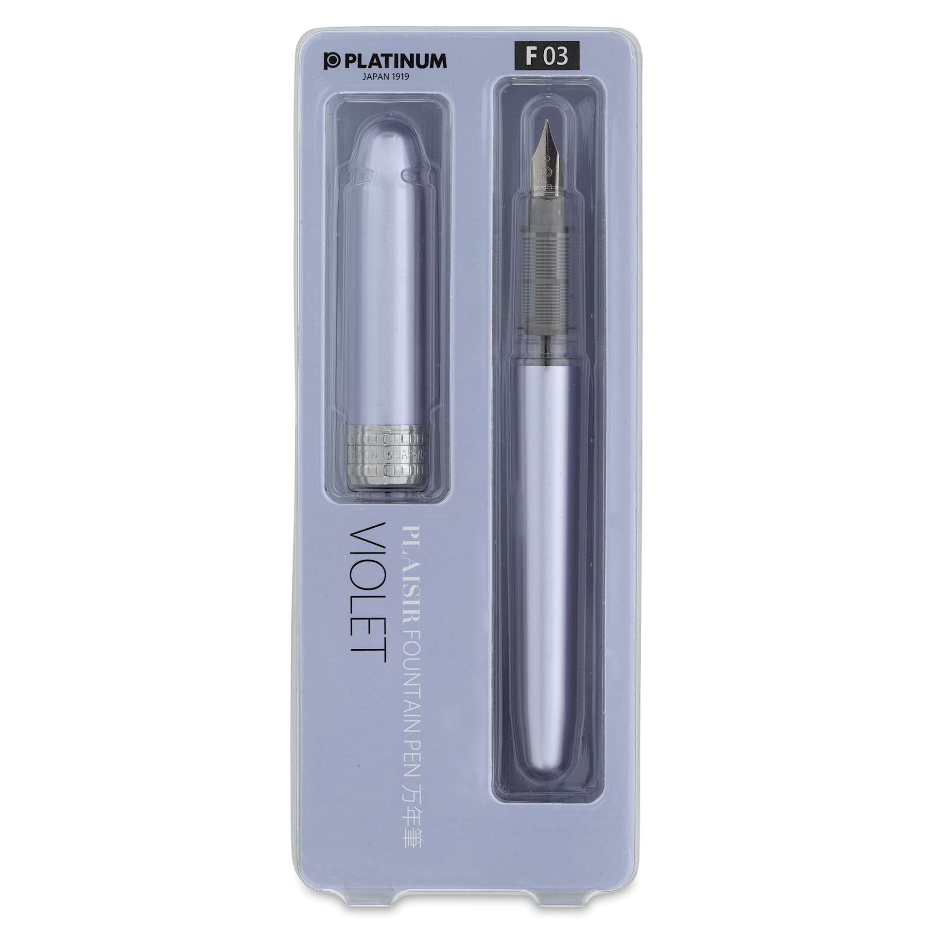 Platinum Plaisir Fountain Pen - Violet, Fine, front of package