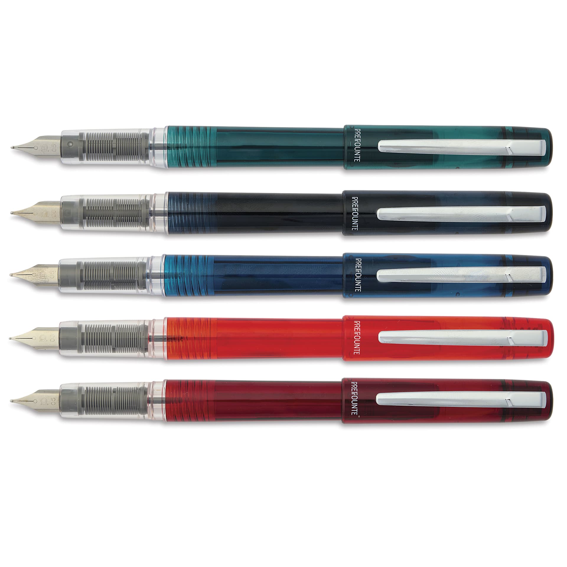 Platinum Prefounte Fountain Pens, laid out