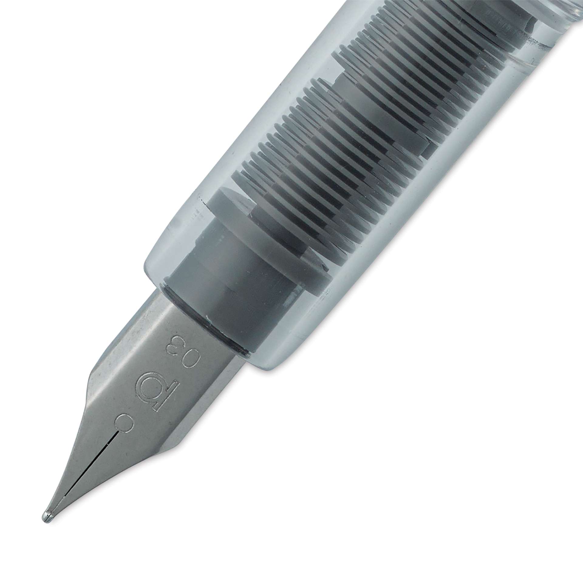 Platinum Preppy Fountain Pen - Black, Fine, close-up, front of nib
