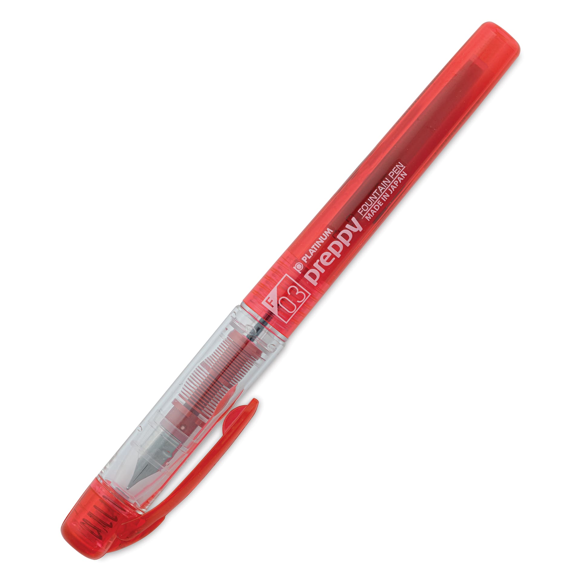 Platinum Preppy Fountain Pen - Red, Fine, cap on