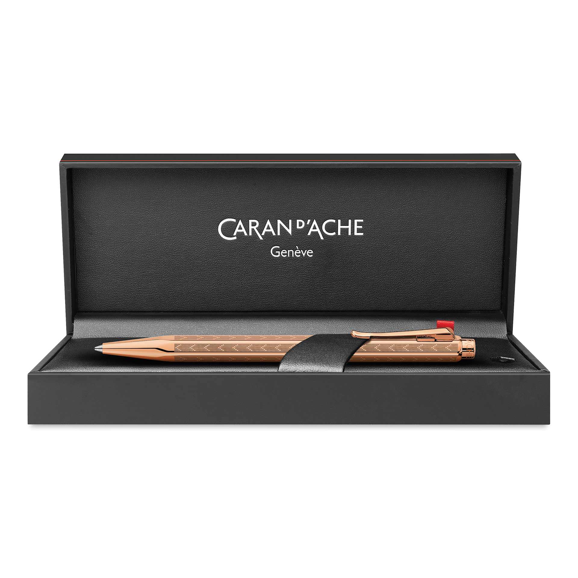 Caran d'Ache Ecridor Chevron Ballpoint Pen - Rose Gold, in packaging