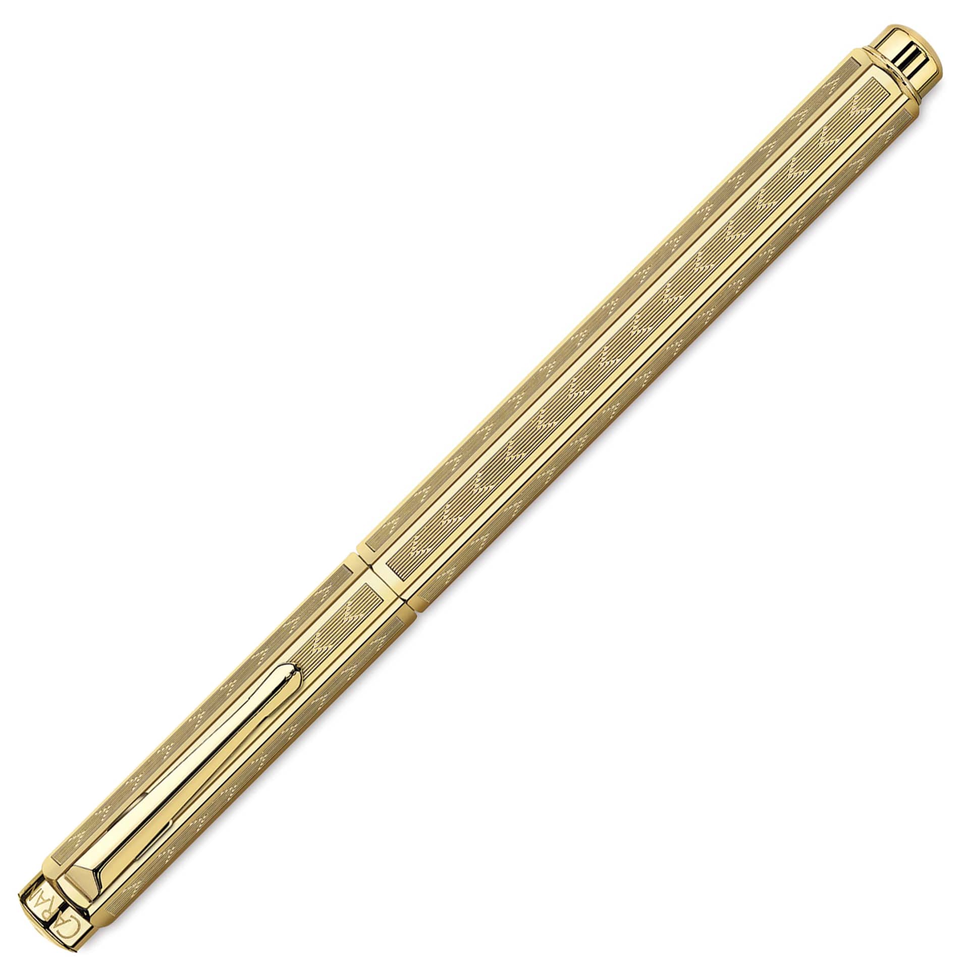 Caran d'Ache Ecridor Chevron Fountain Pen - Gilded, Fine, cap on